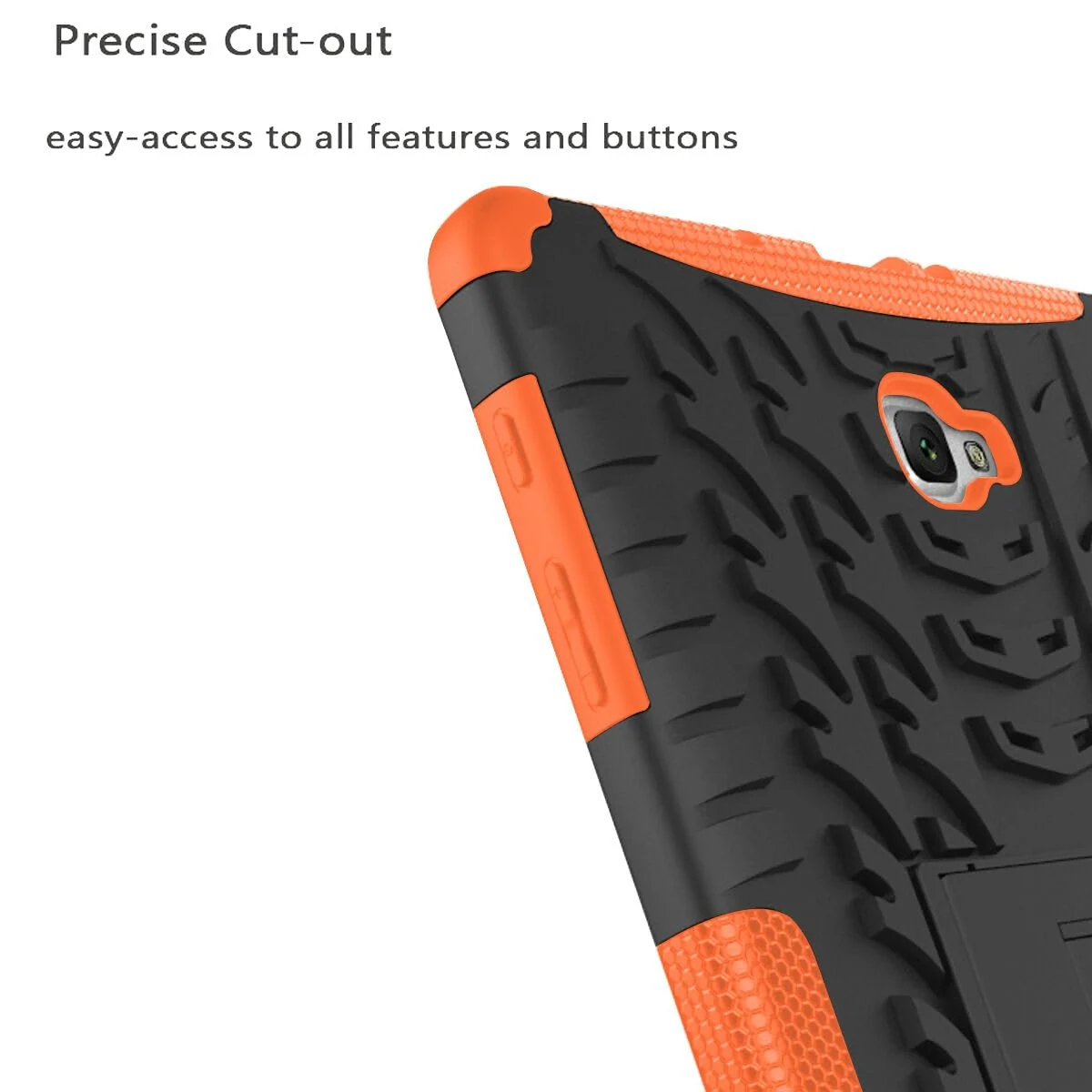 DL3 Mobilak Case For Samsung Galaxy Tab A 10.1 inch 2016 Release, SM-T580 T585 T587 Case, Hybrid Rugged Armor Heavy Duty 2 in 1 TPU + PC Combo Dual Layer Shockproof Case with Kickstand - Orange