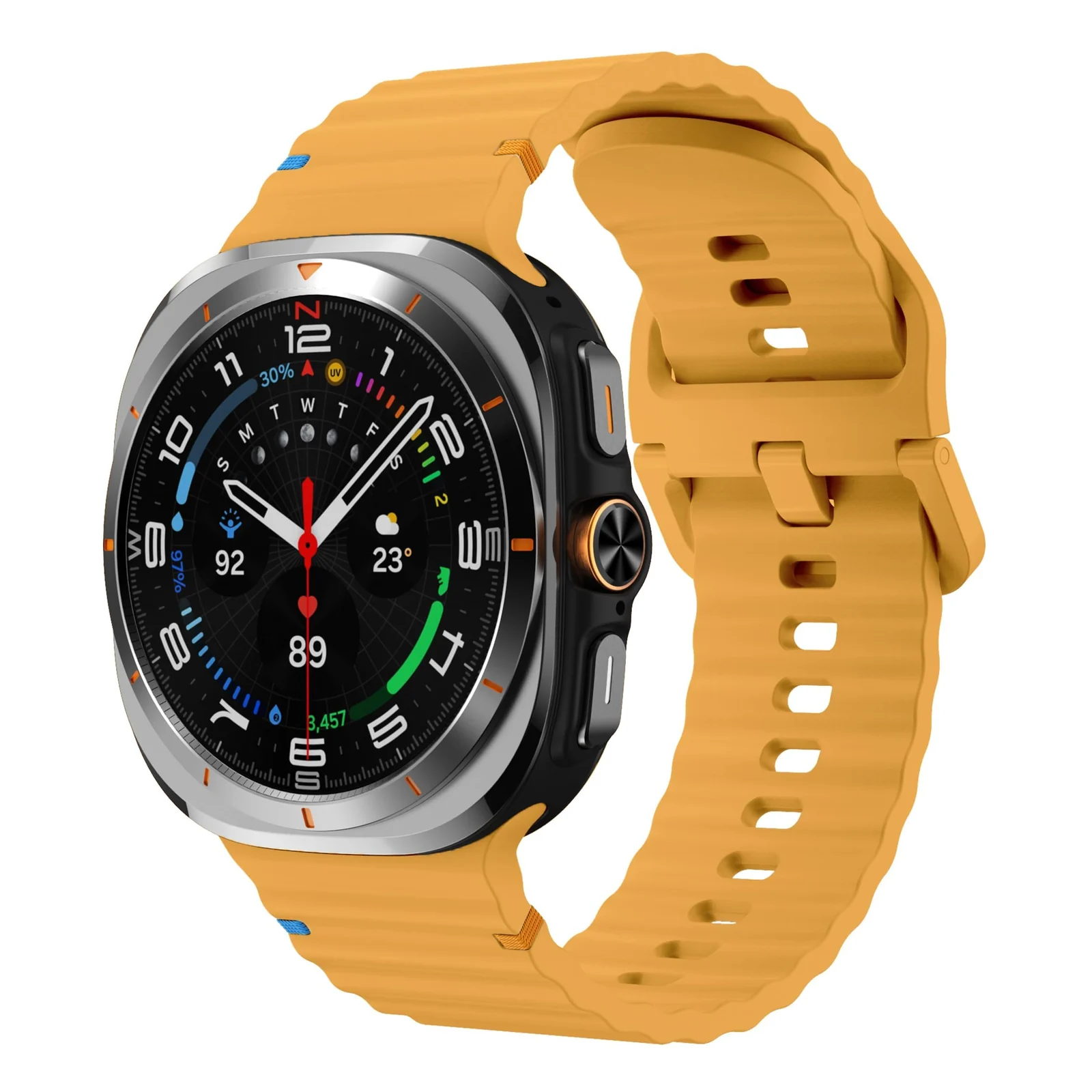 DL3 Mobilak Sport Strap for Samsung Galaxy Watch 8 Straps 40mm 44mm/8 Classic Bands 46mm Men Women, One Click No Gap Waterproof Soft Silicone Sport Band for Samsung Watch 8/8 Classic Strap - Yellow