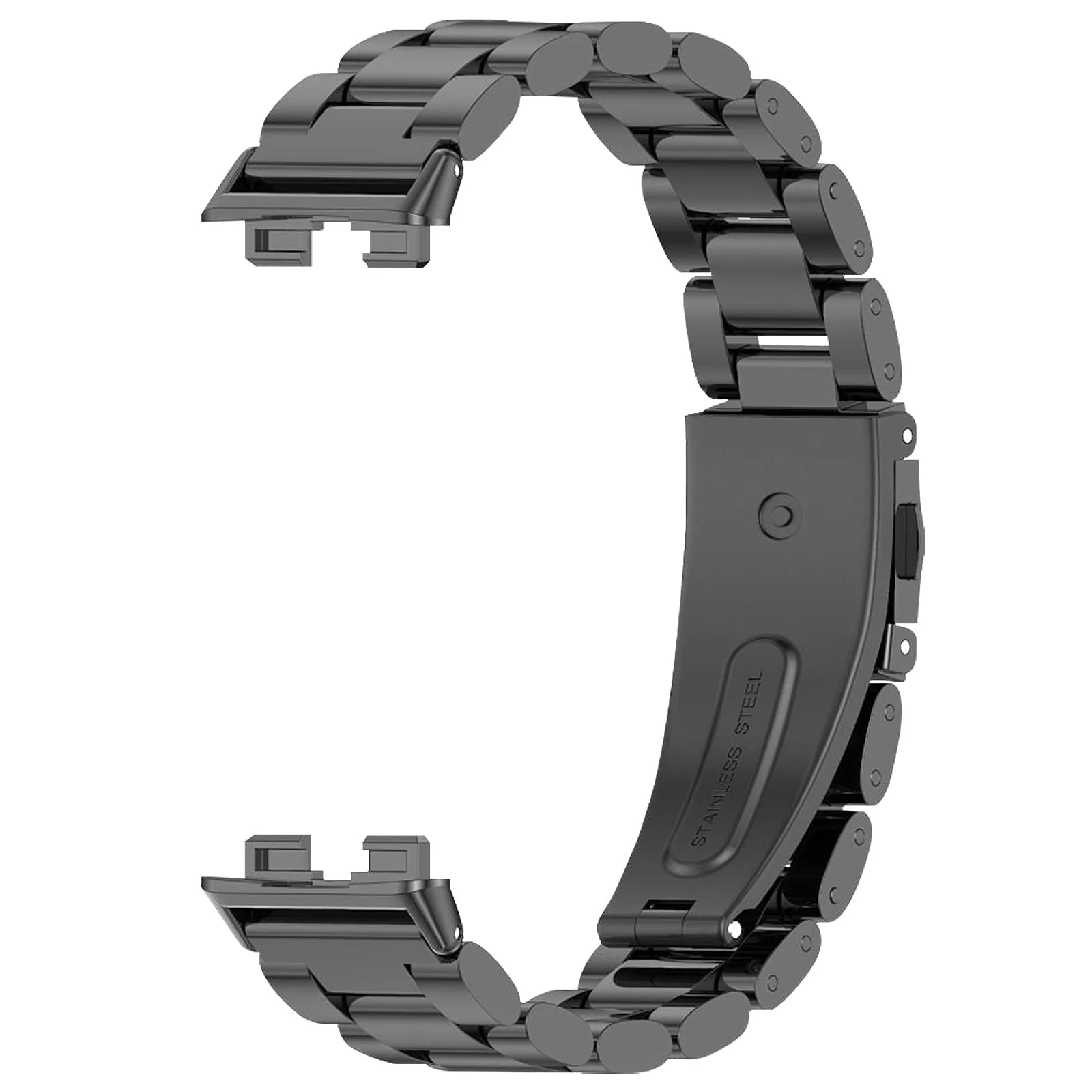 DL3 Mobilak Metal Strap Compatible with HUAWEI Band 10 / HUAWEI Band 9 / HUAWEI Band 8, Stainless Steel Replacement Band with Folding Clasp, Adjustable Replacement Bracelet Wristband - Black