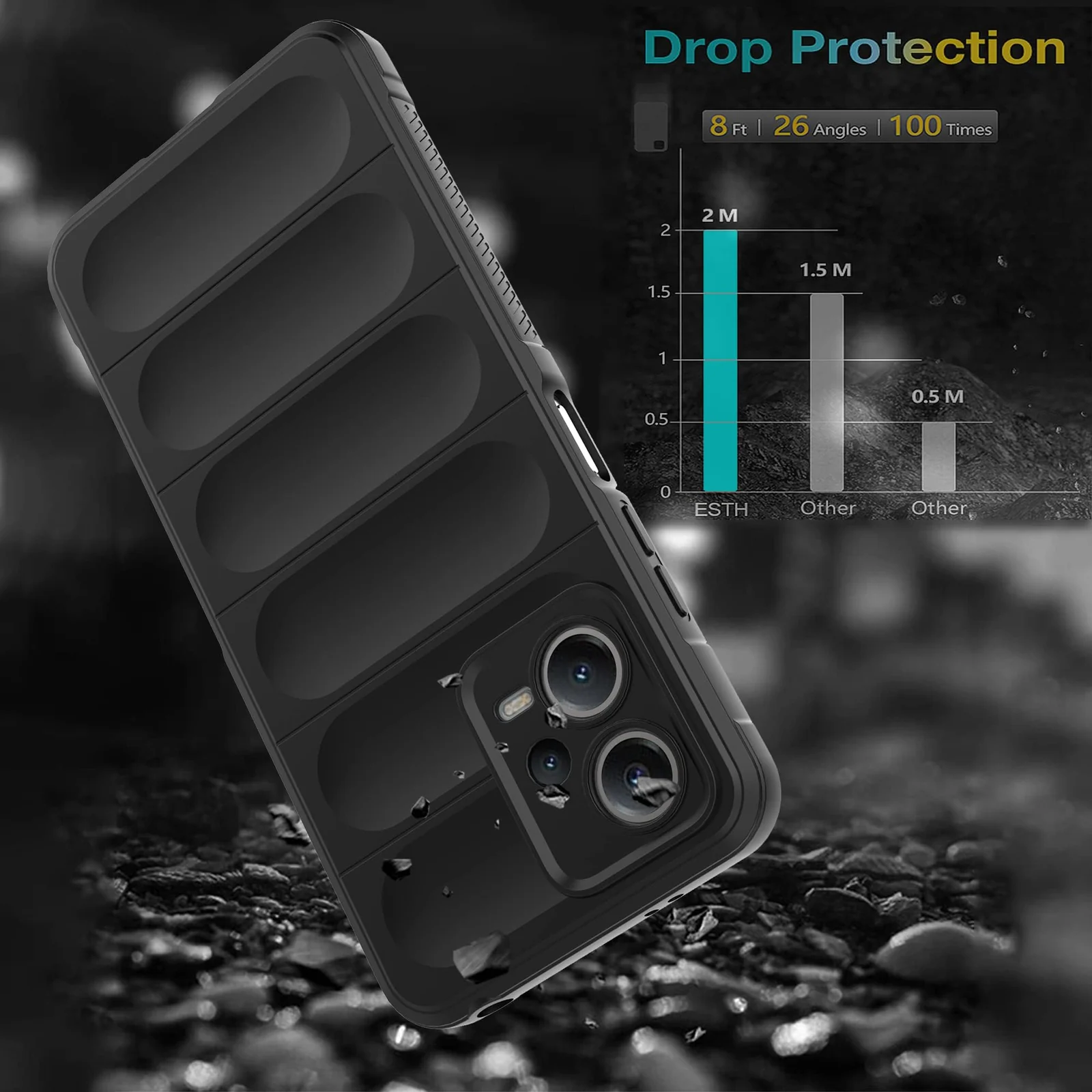 DL3 Mobilak Rugged Protective Case for Xiaomi Redmi Note 12 5G / Poco X5 5G, Camera protection, Shock-absorbing protection, Non-slip grip - Dark Gray