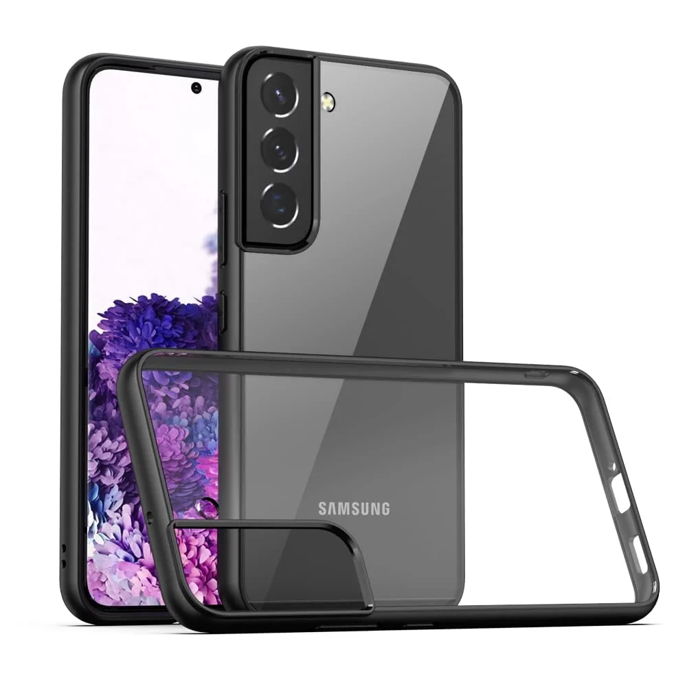 DL3 Mobilak Case Compatible With Samsung Galaxy S22, Clear Case Shockproof Hard PC +Soft Silicone [Not Yellowing] Transparent Protective Slim Case Phone - Black