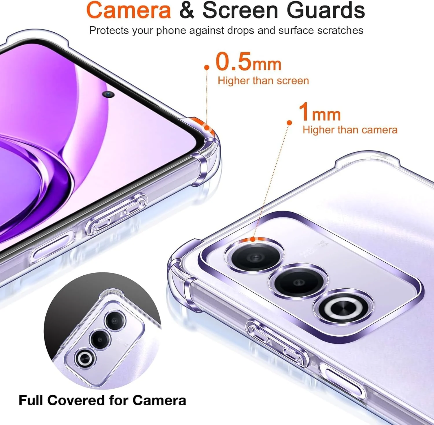DL3 Mobilak Case Compatible with OPPO A80 5G, Cover Silicone TPU Gorilla Anti-shock Protector Camera Shockproof Corners - Clear