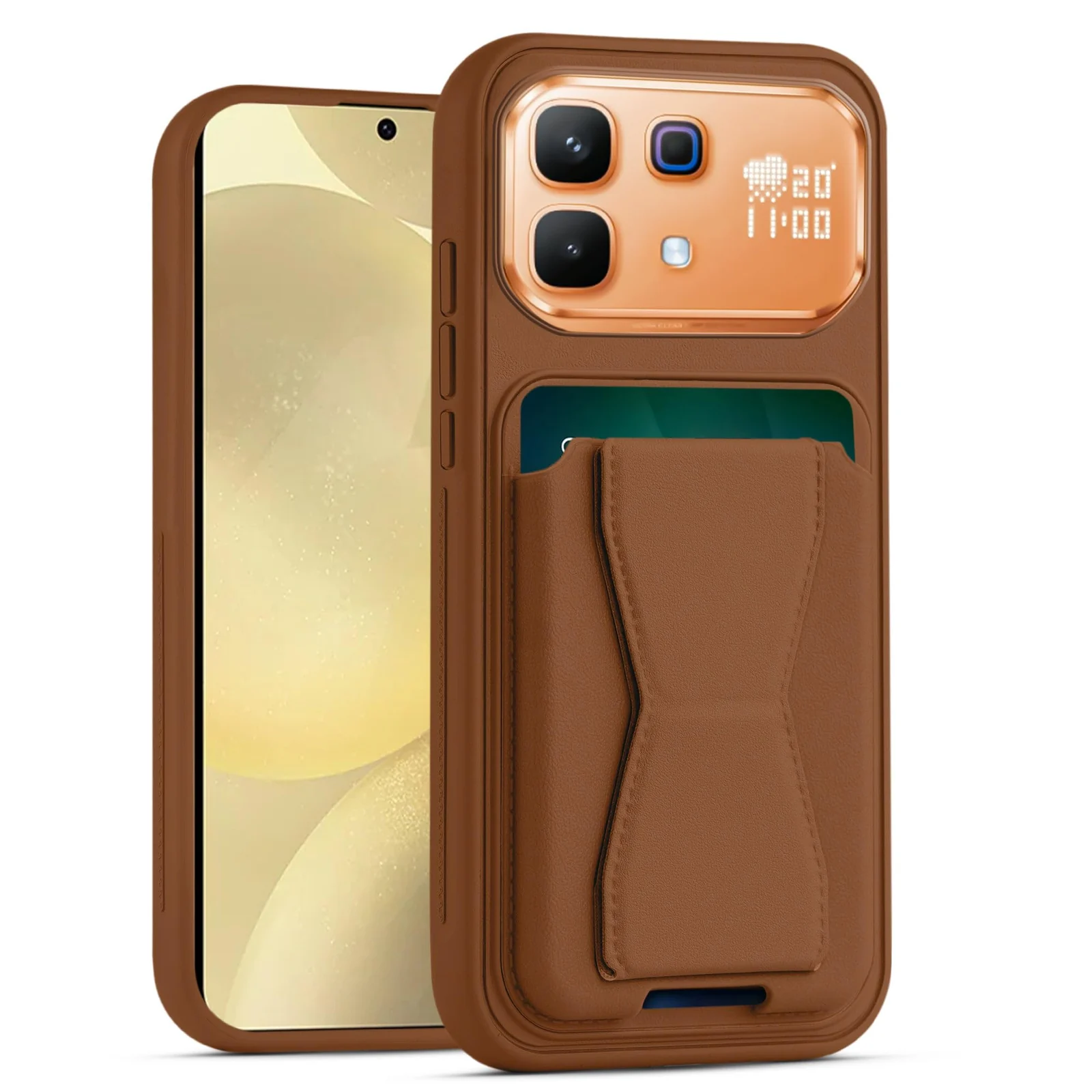 Dl3 Mobilak Leather Wallet Case Compatible with Infinix Note 60 Pro, Leather Back Cover With TPU Frame, Shockproof Protective Phone Case with Card Holder Stand - Brown