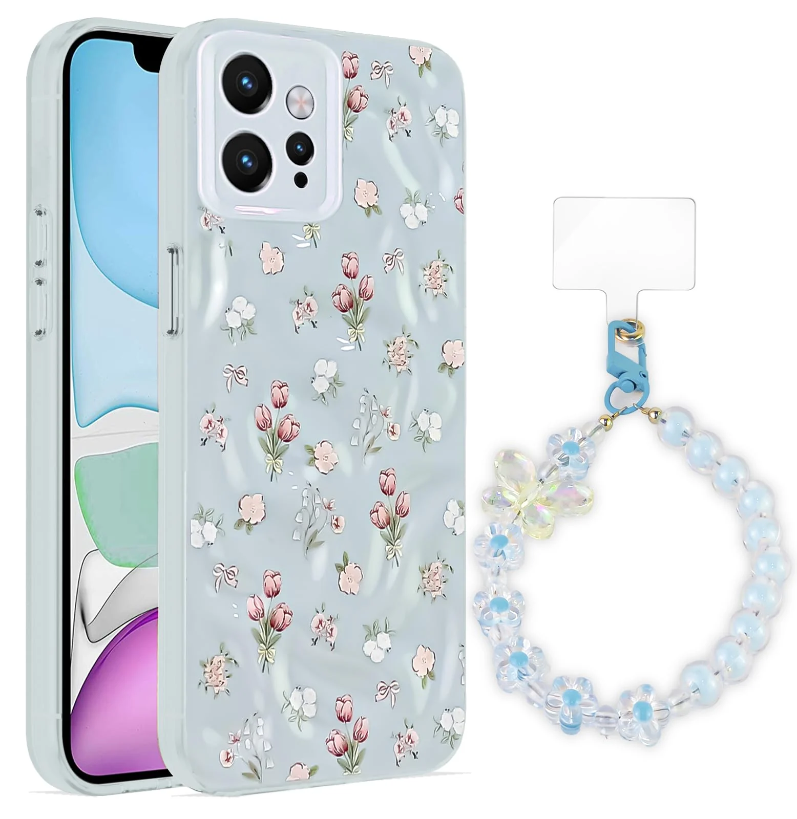 Dl3 Mobilak Case Compatible with Redmi Note 12 4G, Cute Printed Soft TPU Phone Cover with Beaded Wrist Strap, Shockproof Camera Protection, Slim Protective Case for Women & Girls - Style 1