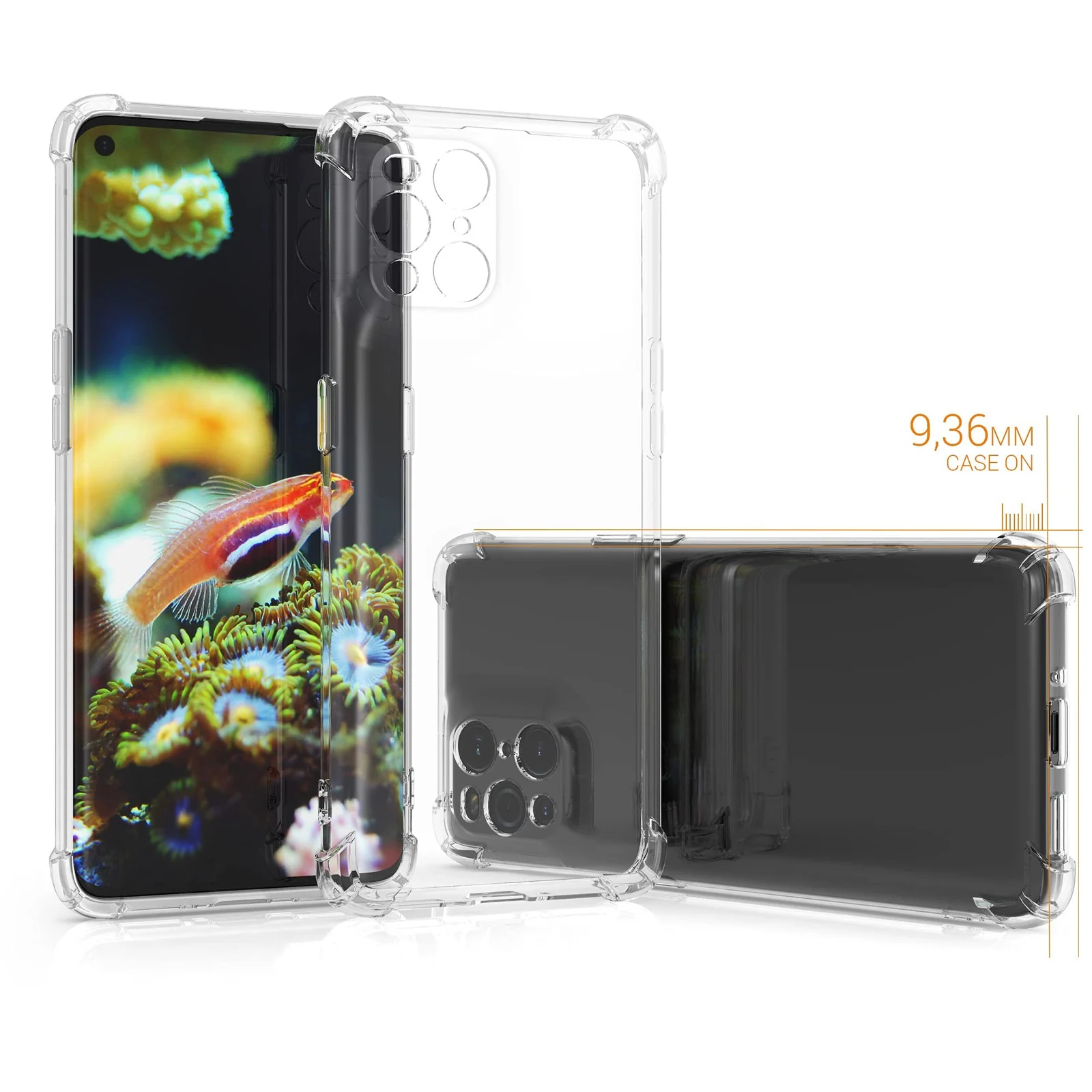DL3 Mobilak Case Compatible with OPPO Find X3 Pro/Find X3, Cover Silicone Transparent TPU Gorilla Anti-shock Protector Camera Shockproof Corners - Clear