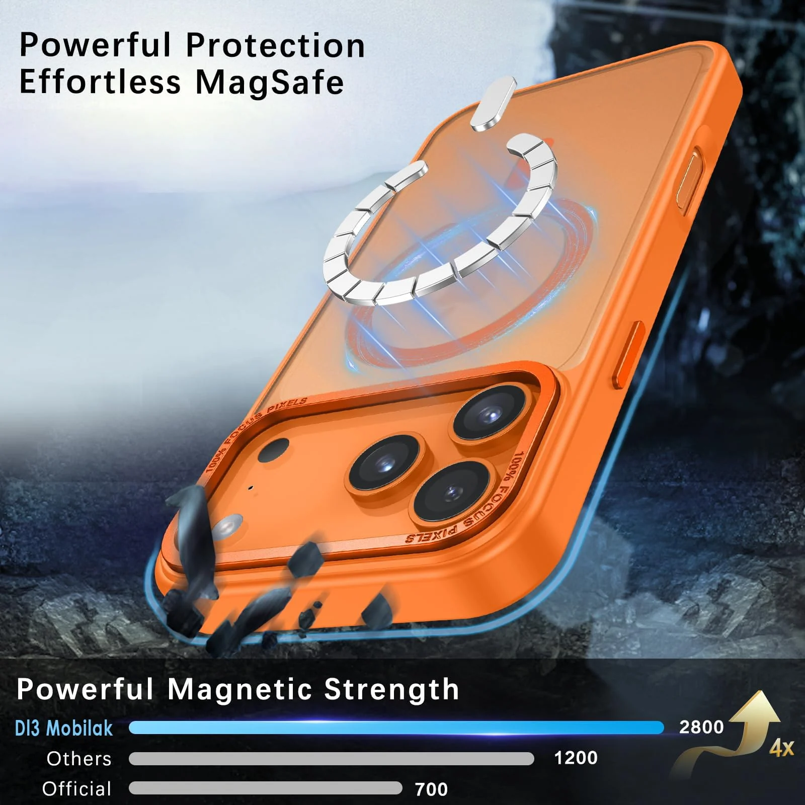 DL3 MOBILAK Protective Phone Case for Apple iPhone 18 Pro and 17 Pro - Orange