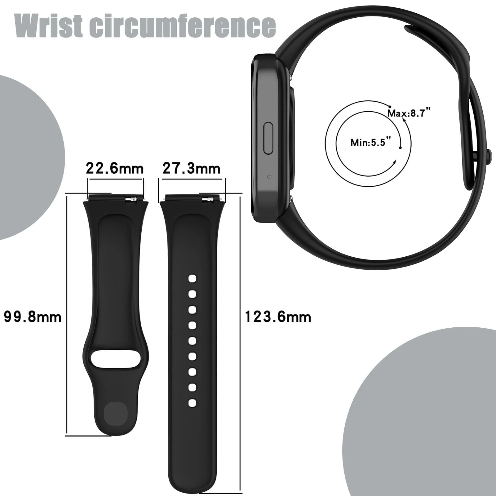 DL3 MOBILAK Strap Silicone Compatible With Xiaomi Redmi Watch 3 Lite/Redmi Watch 3 Active, Sport Silicone Watch Band Wrist Strap,Bracelet Wristband Wrist Strap - Black