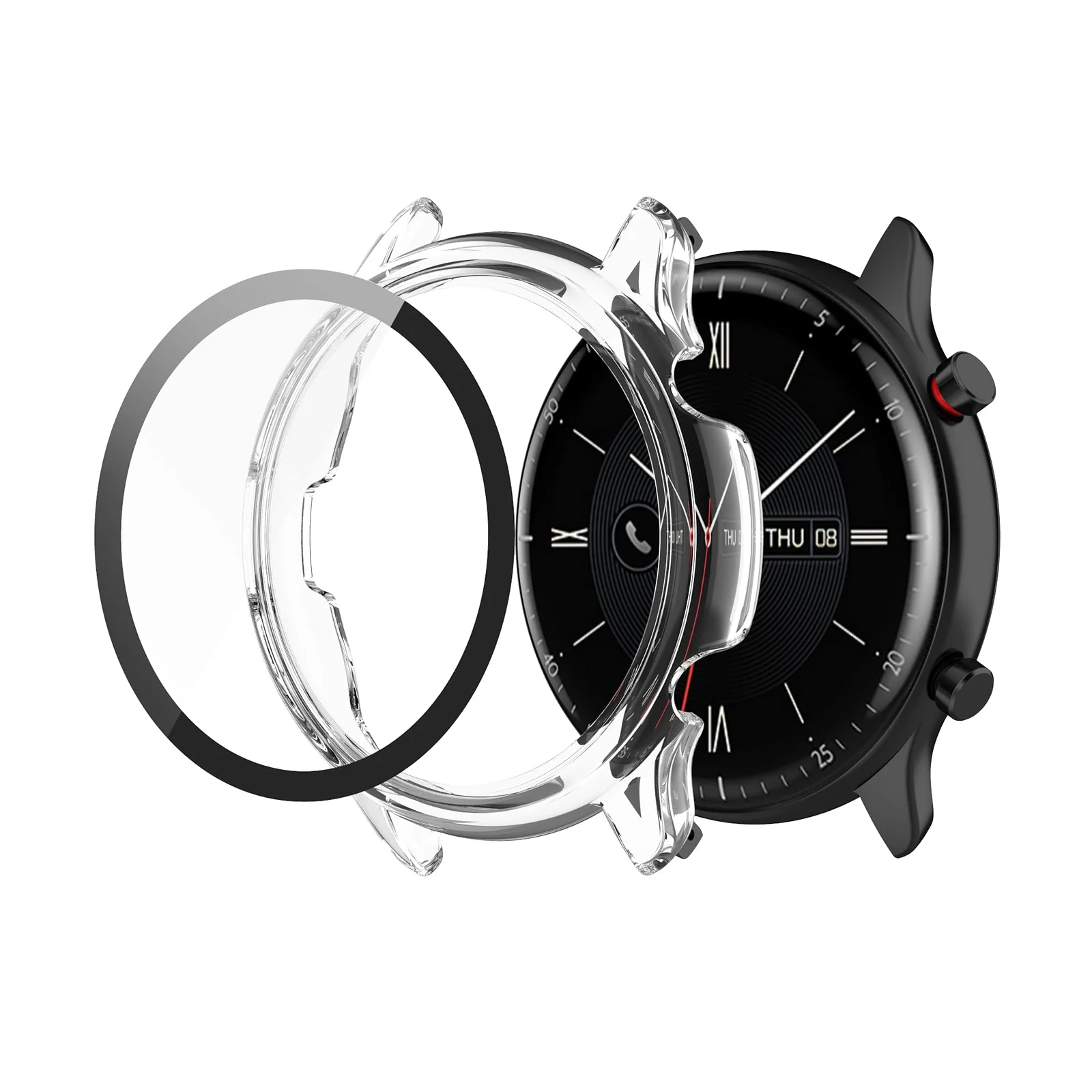 DL3 Mobilak Protective Case Compatible with Amazfit GTR 2 / GTR 2e 9H Hardness PC Case Bumper Full Slim Protective Cover with Tempered Glass For Amazfit GTR2 / GTR 2e