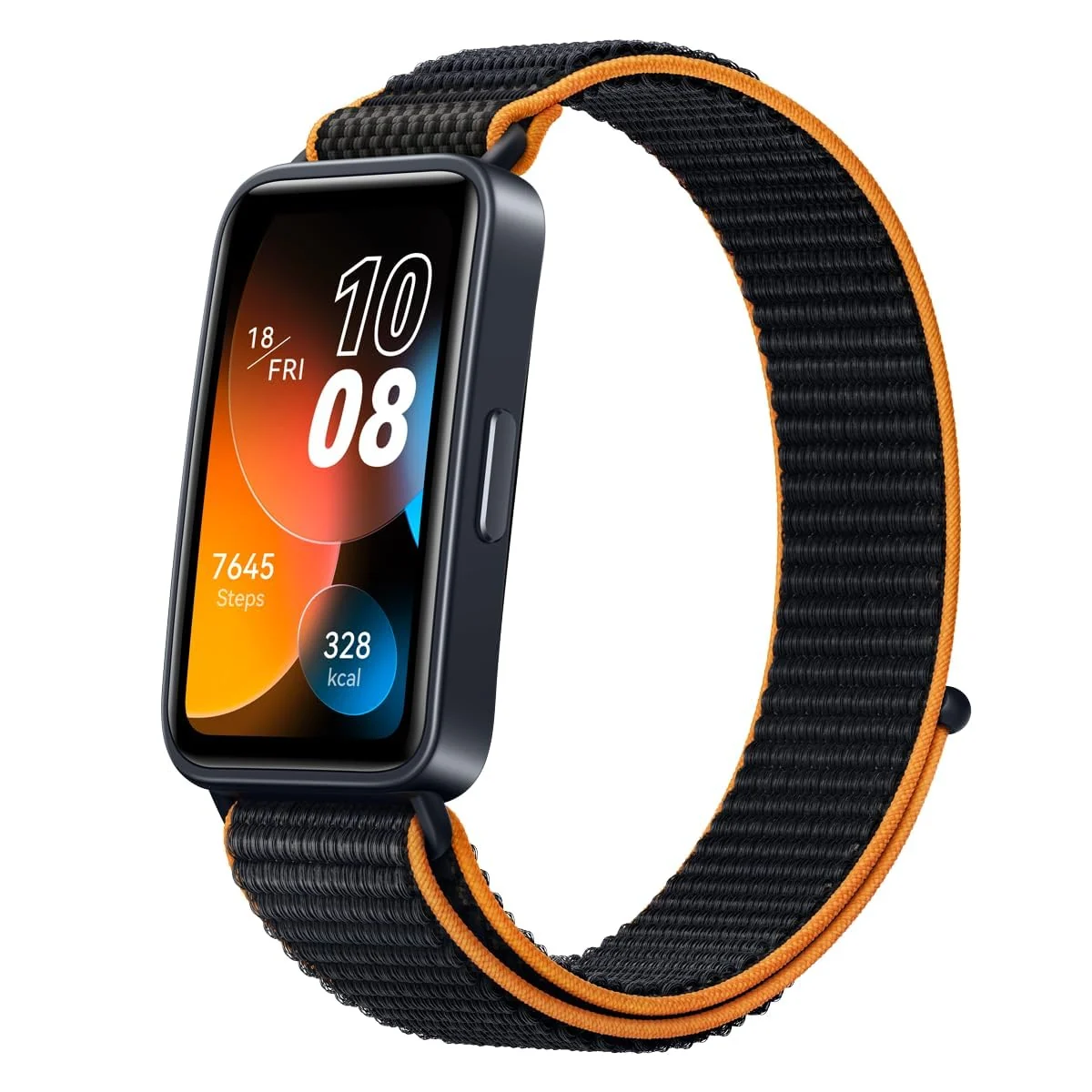 DL3 Mobilak Nylon Strap for Huawei Band 9 | Huawei Band 8 Watch Band, Men and Women Breathable Elastic Bracelet, Adjustable Straps Replacement Band Sport Watchband - Black Orange