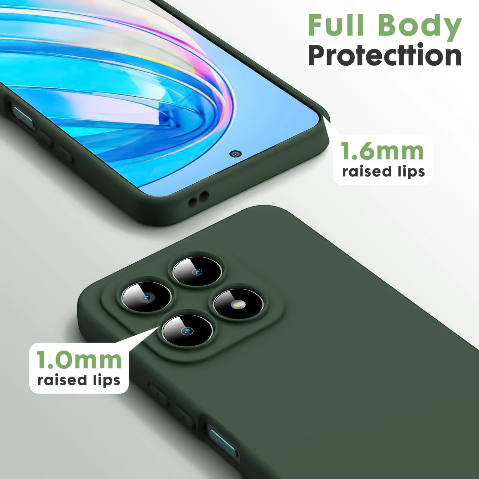 DL3 Mobilak Liquid Silicone Protective Case with Soft Microfiber Lining with Full Camera Protection for Honor X8A - Green