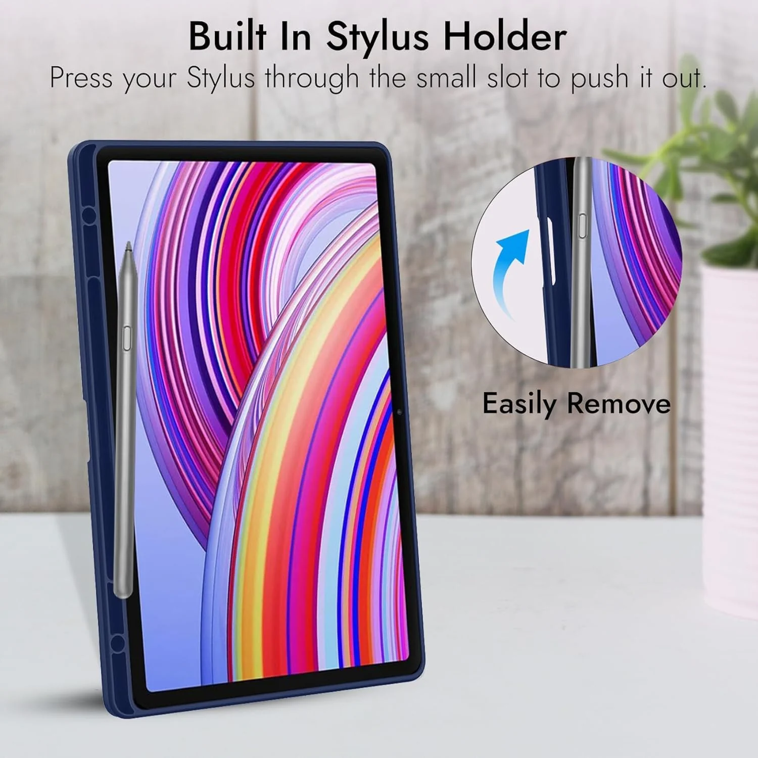 DL3 Mobilak Xiaomi Redmi Pad 2 2025 11 inch Case with Pen Holder, Soft TPU Back Trifold Stand Protective Smart Cover Flip, Auto Wake & Sleep - Blue