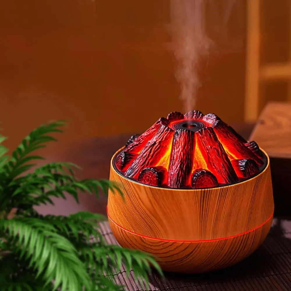 Mobigon Wood Cool Mist Ultrasonic Humidifier for Room Moisture, Aroma Diffuser for Home, 300ml Essential Oil Diffuser with 7 Colorful Night Light, Auto Shut-Off, Home, Office, car - A.Light Brown