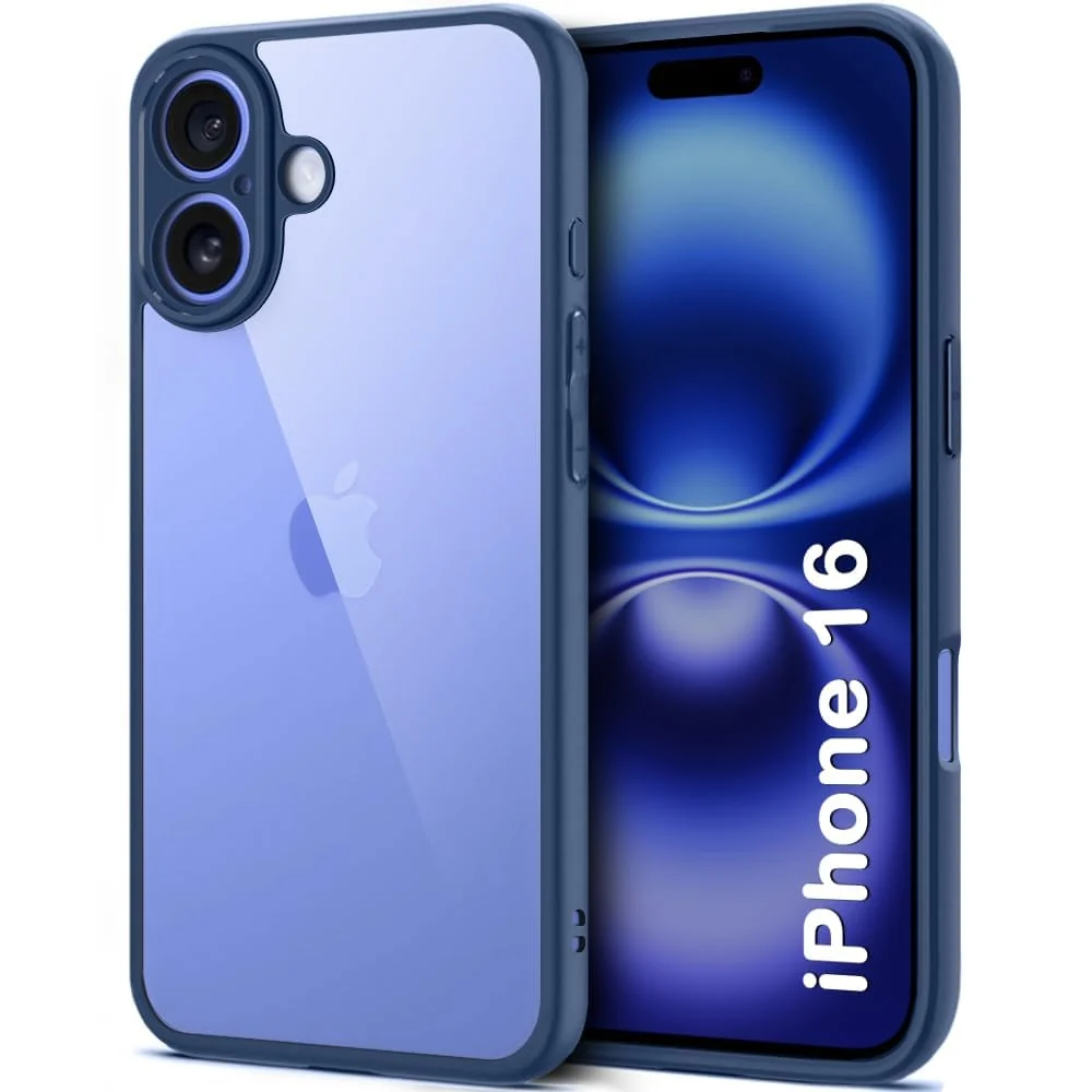 DL3 Mobilak Compatible with iPhone 16 6.1-Inch Case Transparent, Military-Grade Shockproof Anti-Yellowing, Slim Protective Phone Case Full Bumper Cover With Camera Protective - Blue