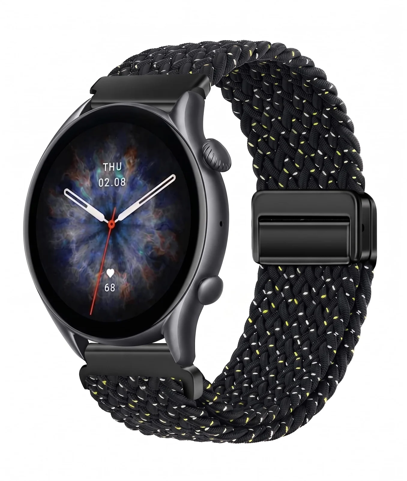 DL3 Mobilak 22mm Magnetic Band for Redmi Watch 5 Active/5 Lite/Samsung Galaxy Watch 3 45mm/Watch 46mm/Gear S3/Huawei watch GT6 GT5 46MM/GT2E/GT6 Pro/GT 5 Pro/Amazfit GTR 4/3, Stretchy Braided Nylon Sport Strap - Starry Black