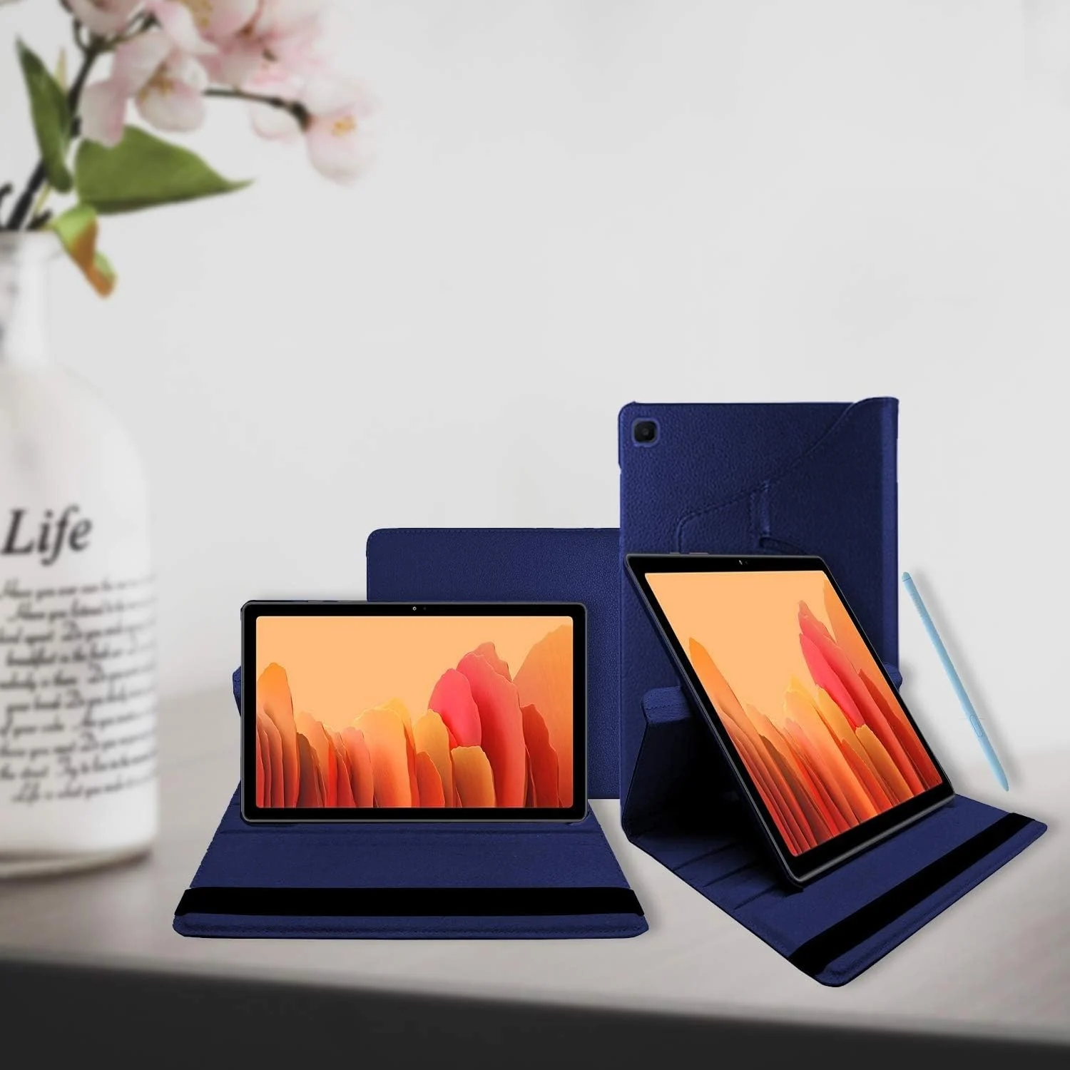 DL3 Mobilak Protective Cover for Samsung Galaxy Tab A 2019 10.1 Inch (SM-T510 SM-T515), 360° Rotatable Smart Stand, Leather Folio Flip Cover with Multi-Angle Viewing, Auto Wake Sleep - Blue
