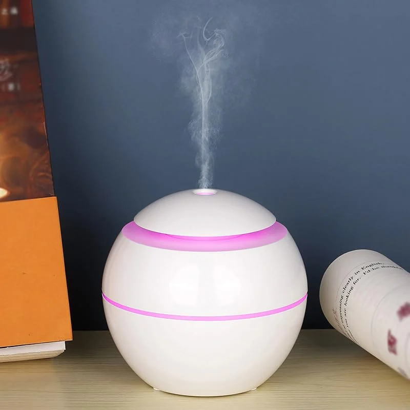 Mobigon Wood Cool Mist Ultrasonic Humidifier for Room Moisture, Aroma Diffuser for Home, 200ml Essential Oil Diffuser with 7 Colorful Night Light, Auto Shut-Off, Home, Office, car - C.White