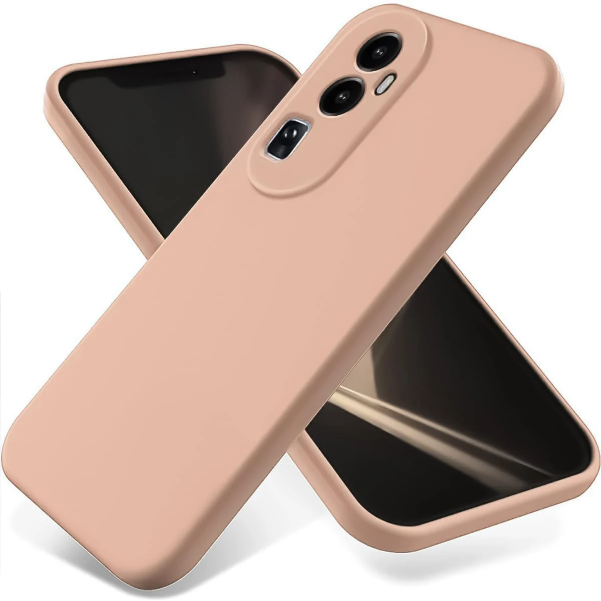 DL3 Mobilak Liquid Silicone Protective Case with Soft Microfiber Lining with Full Camera Protection for OPPO Reno 10 Pro+ Plus 5G - Light Orange