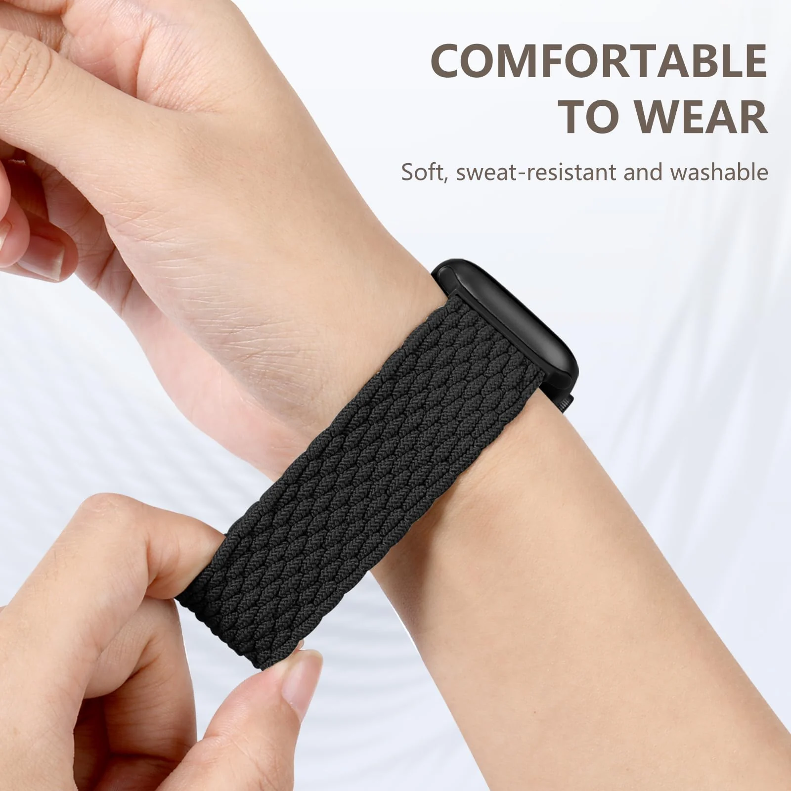 DL3 Mobilak Braided Solo Loop Band For Apple Watch Band 49mm 45mm 44mm 42mm, Replacement Wristband Nylon Strap for iWatch Series SE 9/8/7/6/5/4/3/2/1/Ultra/Ultra 2 (, Small) - Black