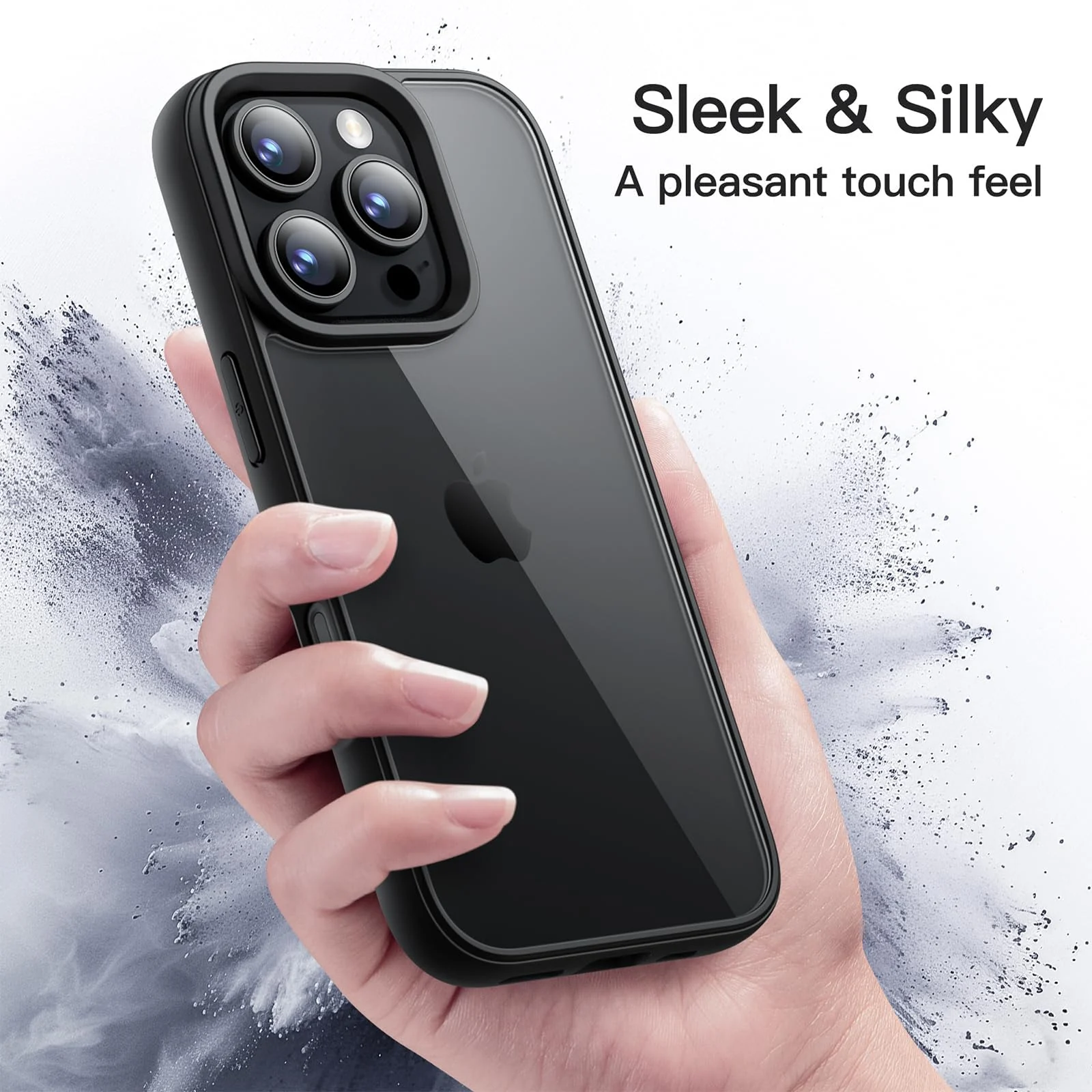 DL3 Mobilak Clear TPU Case for iPhone 16 Pro Max 6.9-Inch, Supports wireless charging, Shock-absorbing protection, Anti-fingerprint finish - Black