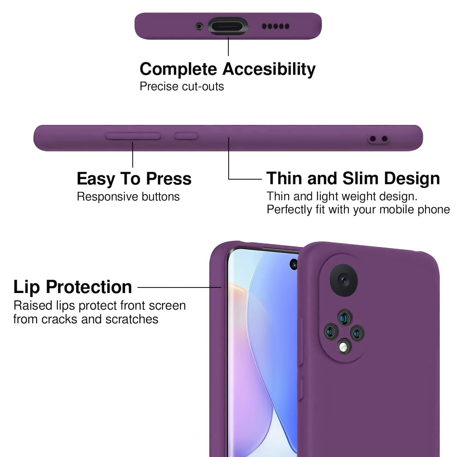 DL3 Mobilak Soft Silicone Gel Bumper Case for Honor 50 / Huawei Nova 9 - Violet