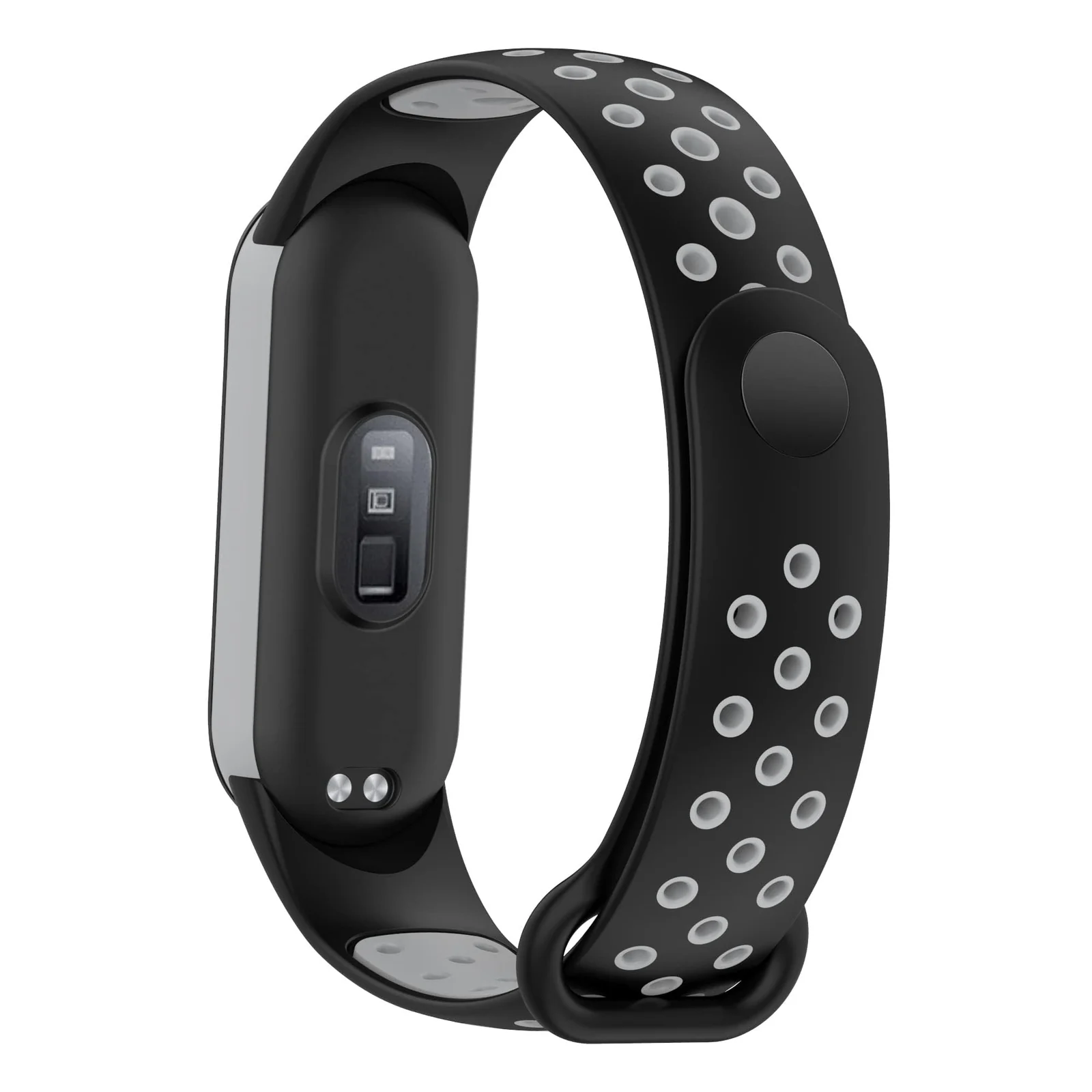 DL3 Mobilak Strap for Xiaomi Mi Band 7 6 5/Amazfit Band 5, Women Men Armband, Two Colours Breathable Adjustable Soft Silicone Replacement Strap for Xiaomi Mi Band 7/6/5/Amazfit Band 5 - Black Gray