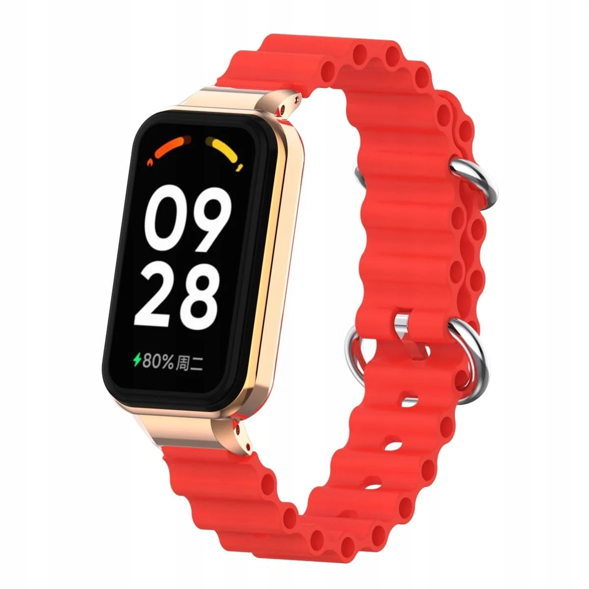 Xiaomi Redmi 2 / Xiaomi Smart 8 Active — DL3 Mobilak Ocean Strap Compatible with Xiaomi Redmi Band 2/Smart Band 8 Active, Adjustable Silicone Band with Metal Buckle and Frame for Women and Men