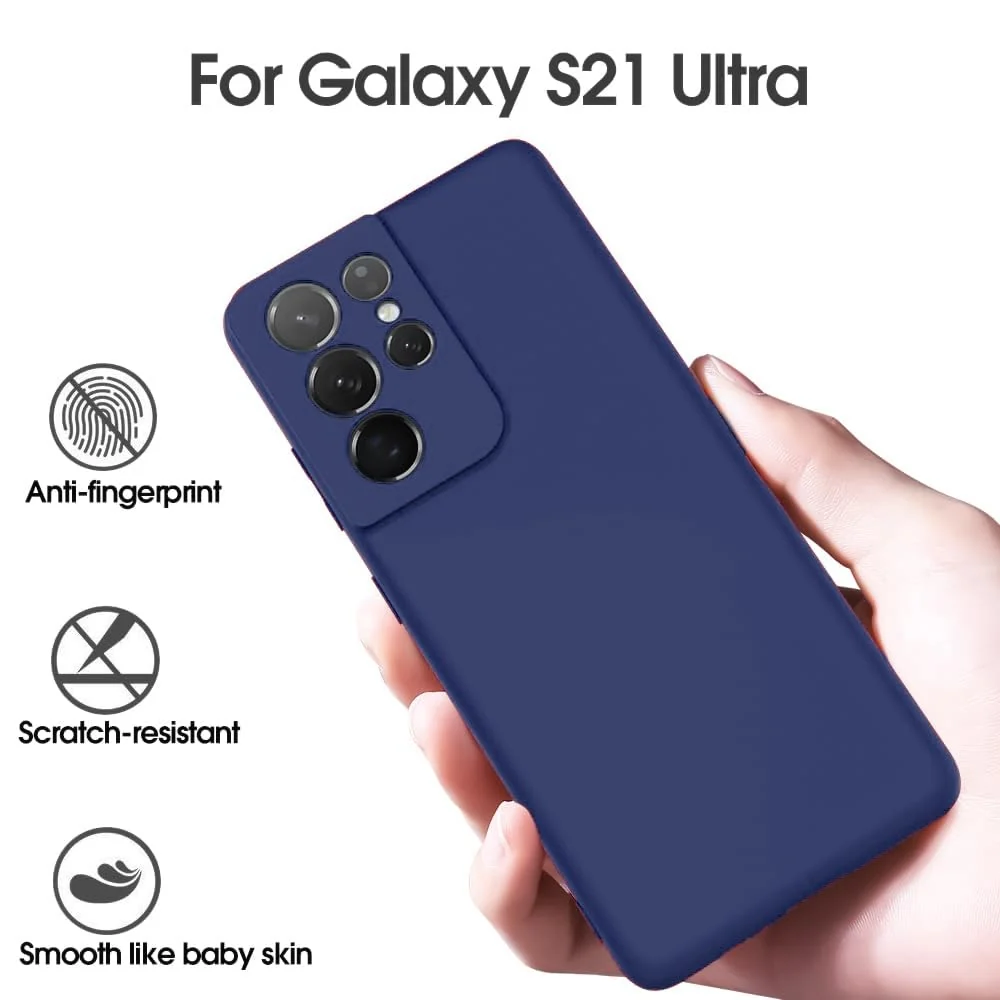 DL3 Mobilak Soft Silicone Protective Case for Samsung Galaxy S21 Ultra 5G with Microfiber Lining and Shockproof Design - Blue 1