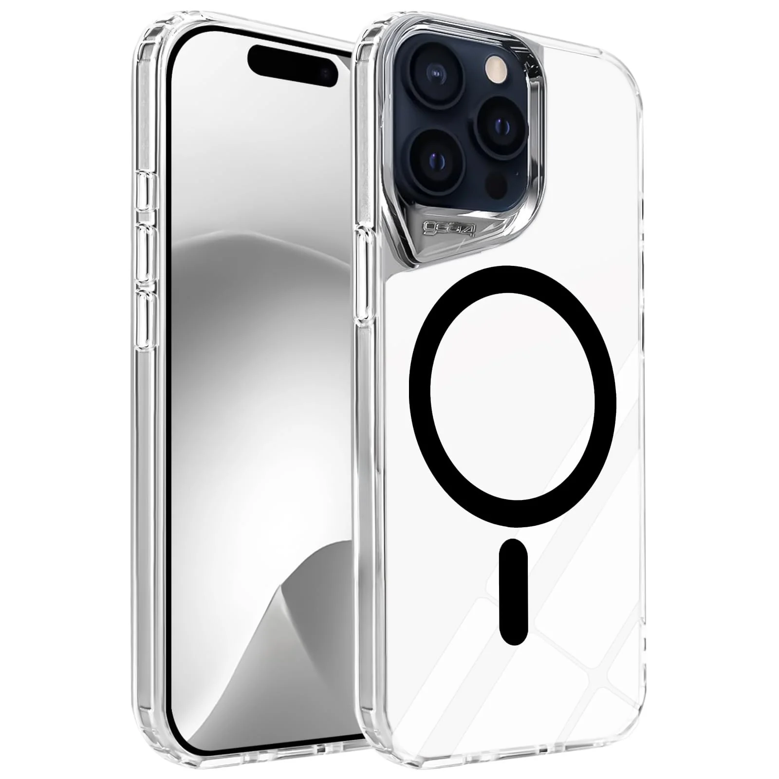 DL3 Mobilak Clear MagSafe-Compatible Magnetic Case for iPhone 13 Pro Max with Camera Protection and Magnetic Car-Mount Support - White
