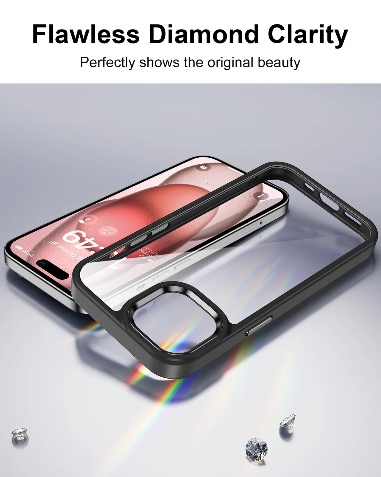 DL3 Mobilak Clear PC and TPU Protective Case for iPhone 13 / iPhone 14 with Shockproof Design and Anti-Yellowing Design - A Black