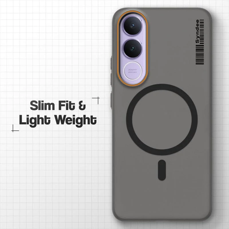 DL3 Mobilak Translucent Matte Case for vivo V70 FE, Compatible with MagSafe accessories, Shock-absorbing protection, Integrated ring holder - Black