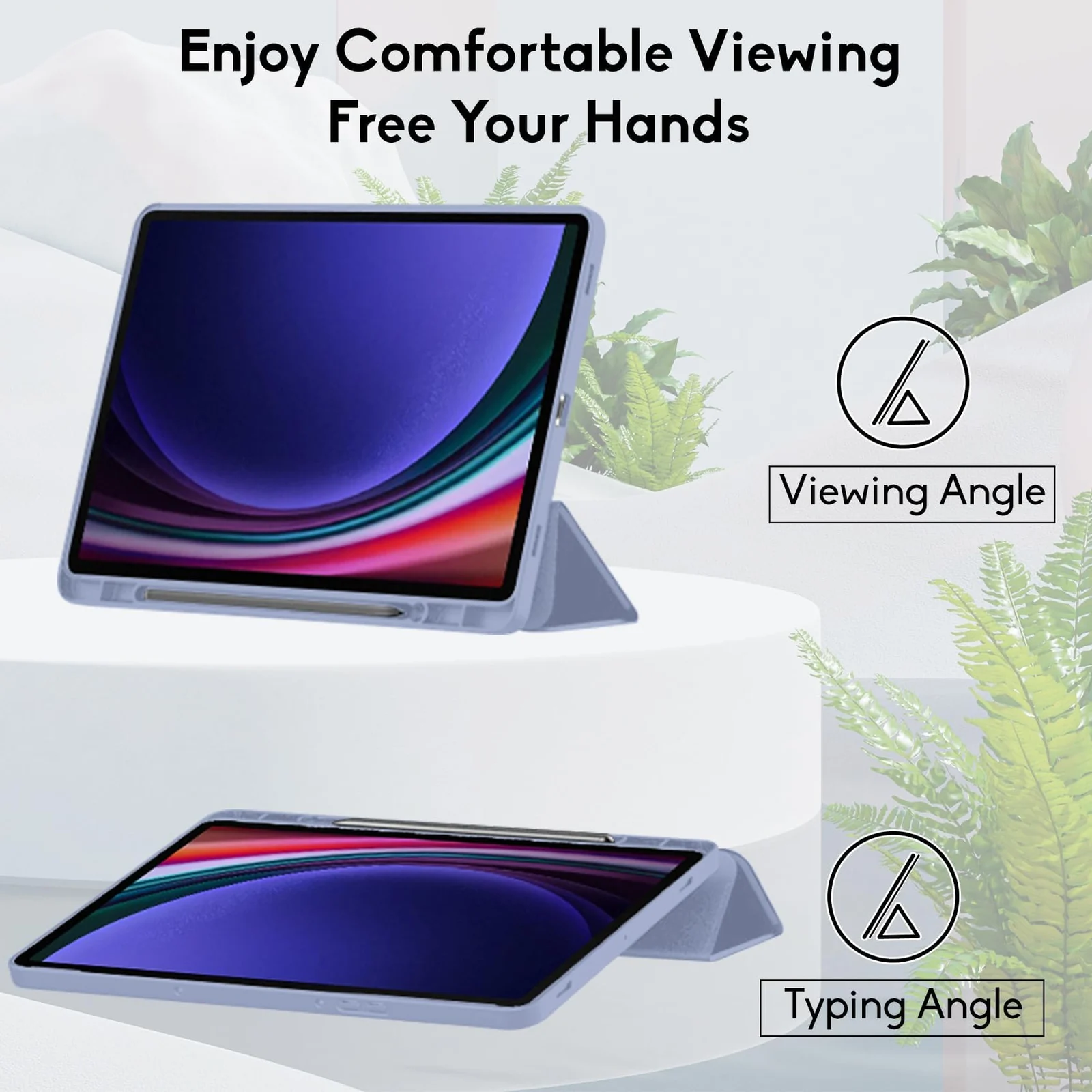 DL3 Mobilak Case for Samsung Galaxy Tab S9+ Plus/Galaxy Tab S9 FE+ Plus 12.4 Inch 2023 with S Pen Holder, Soft TPU Tri-Fold Stand Protective Tablet Cover, Auto Wake/Sleep - Lavender