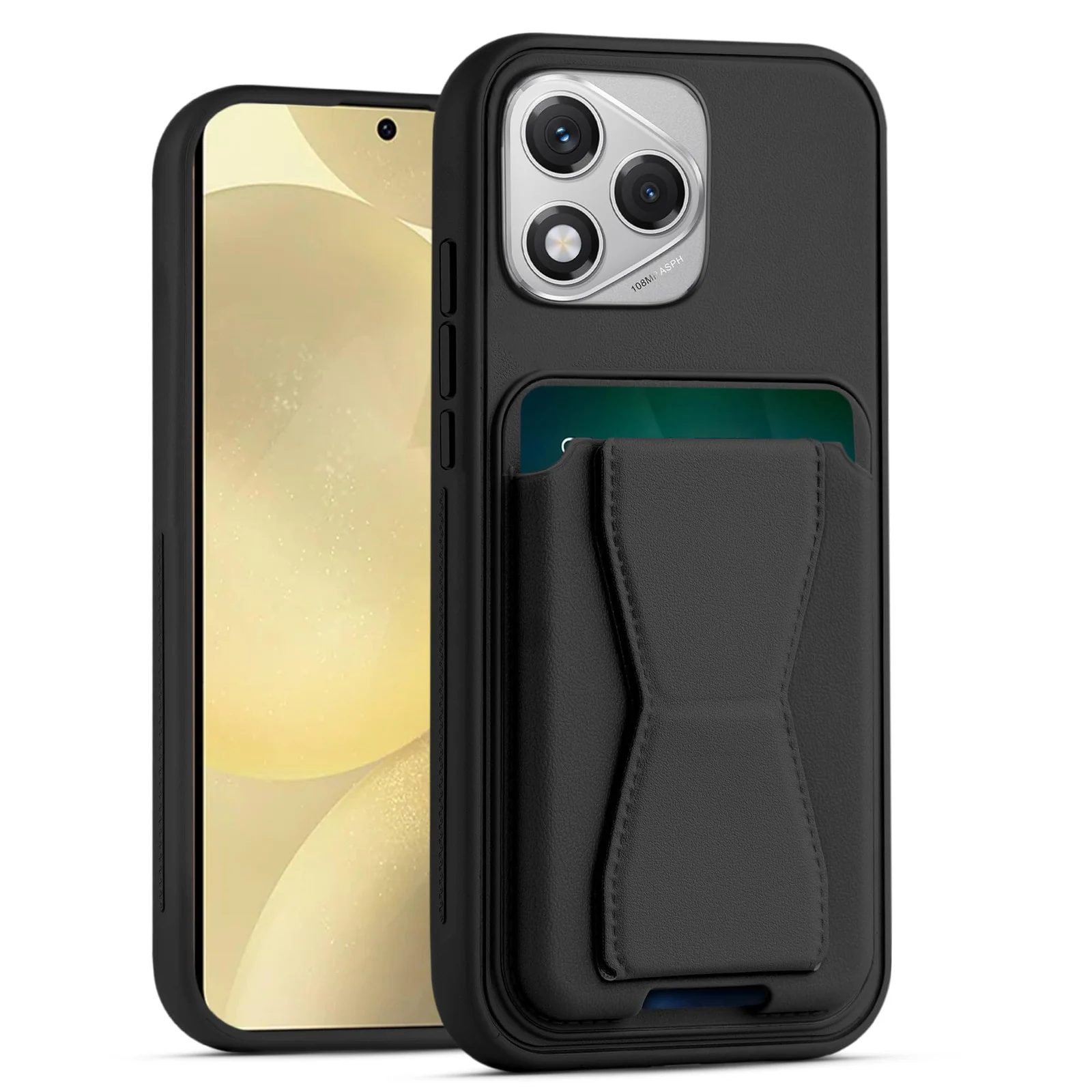 Mobigon Leather Wallet Case Compatible with Honor 600 Lite, Leather Back Cover With TPU Frame, Shockproof Protective Phone Case with Card Holder Stand