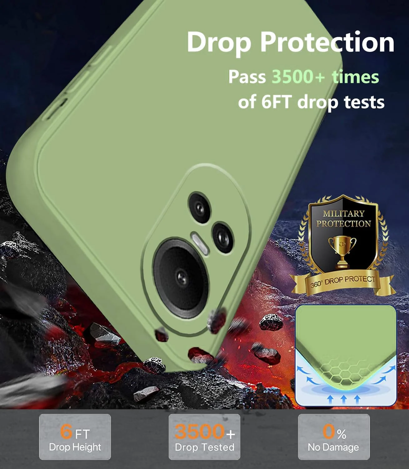 DL3 Mobilak Liquid Silicone Case for OPPO Reno 10 5G / OPPO Reno 10 Pro 5G, Shock-absorbing protection, Scratch-resistant surface, Soft microfiber lining - Mint Green