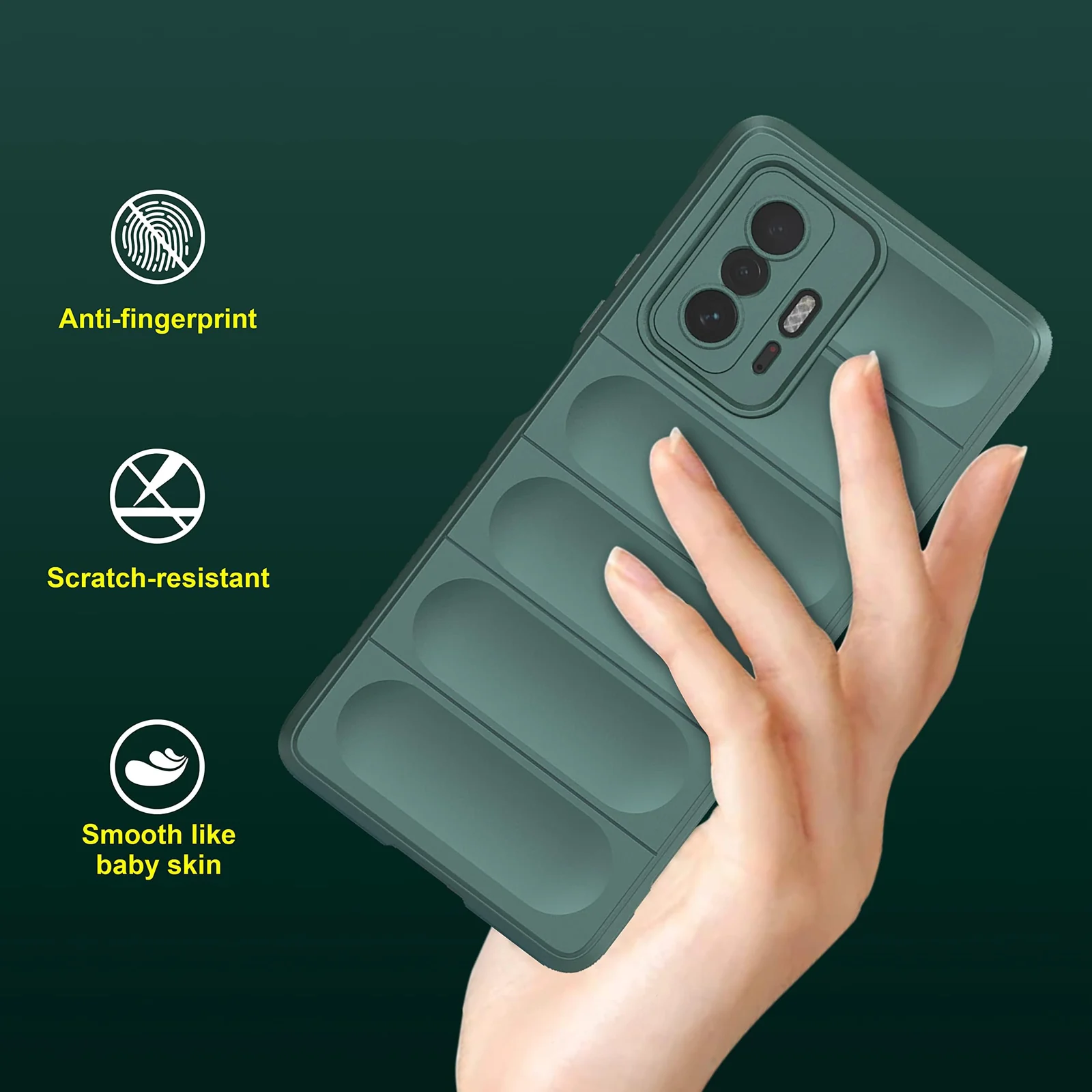 DL3 Mobilak Silicone Case for Xiaomi 11T 5G / Xiaomi 11T Pro 5G Heavy Duty Protective [Slim Fit] Shockproof Soft Flexible Protective Design Shock-TPU Cover With Camera Protection - Green