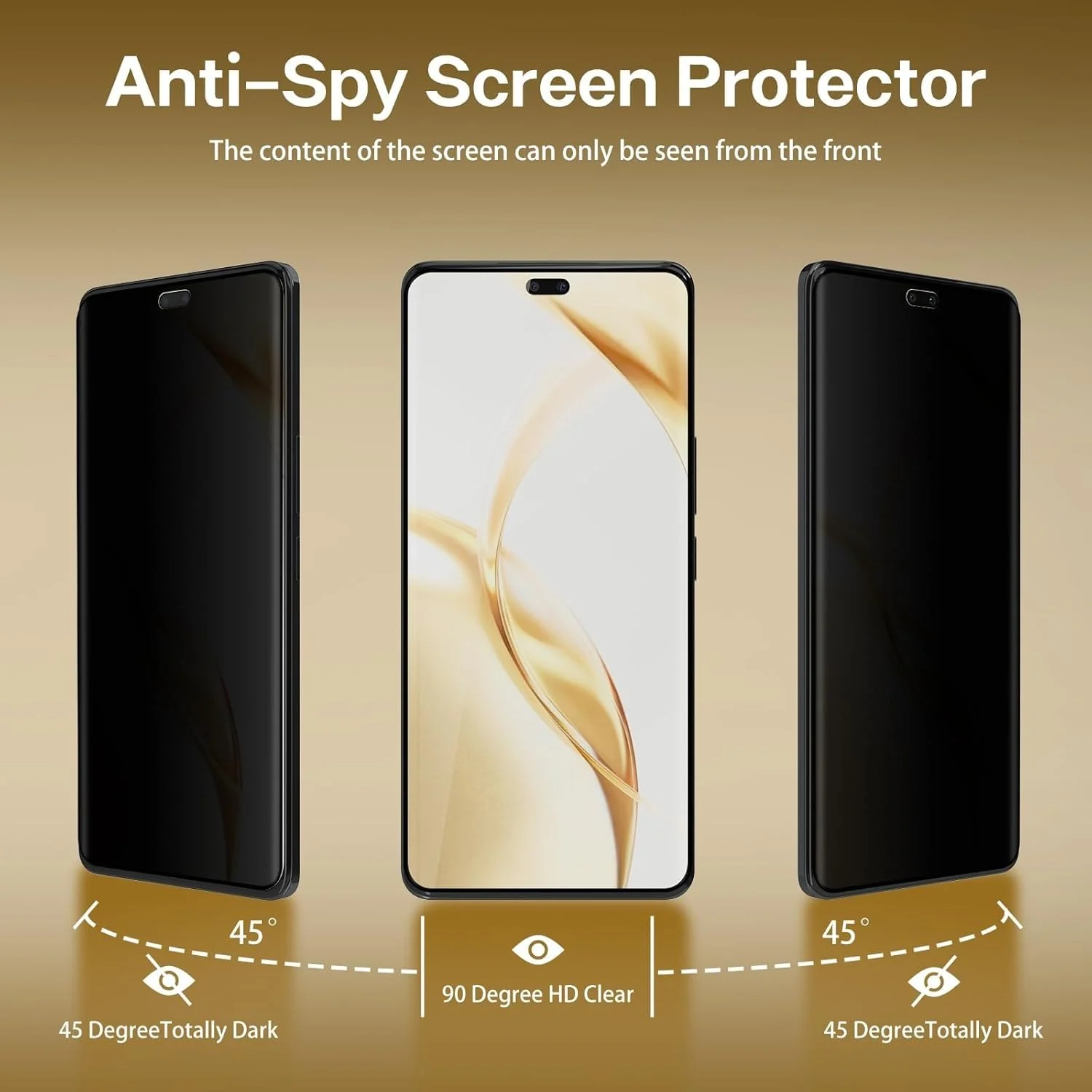 DL3 Mobilak Screen Protector for Honor 200 Pro 5G UV Glass Fingerprint Reader Support 3D Curved Anti-Spy Tempered Glass Screen Protector - Privacy