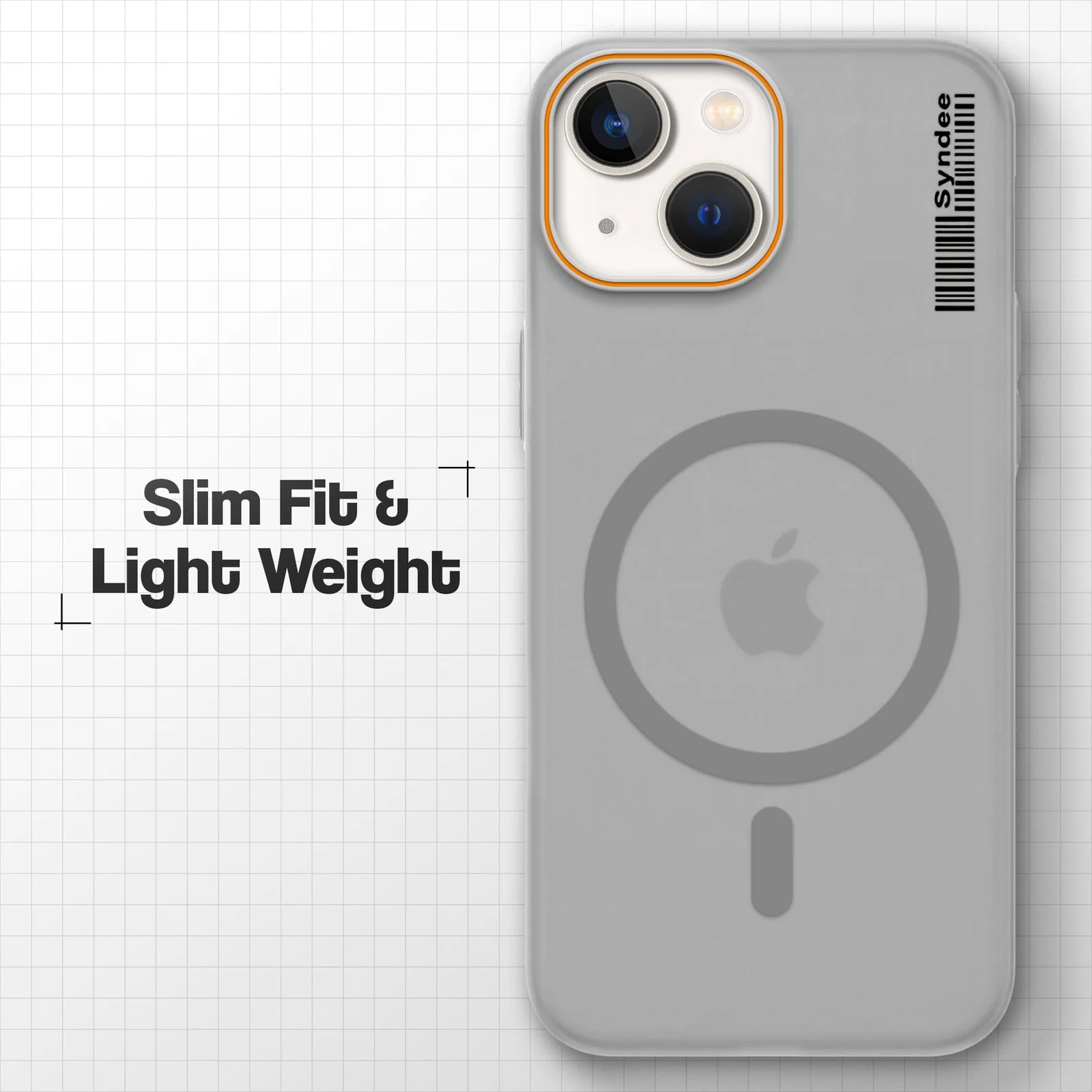 DL3 Mobilak Translucent Matte Case for iPhone 15 6.1 Inch, Compatible with MagSafe accessories, Shock-absorbing protection, Integrated ring holder - Gray