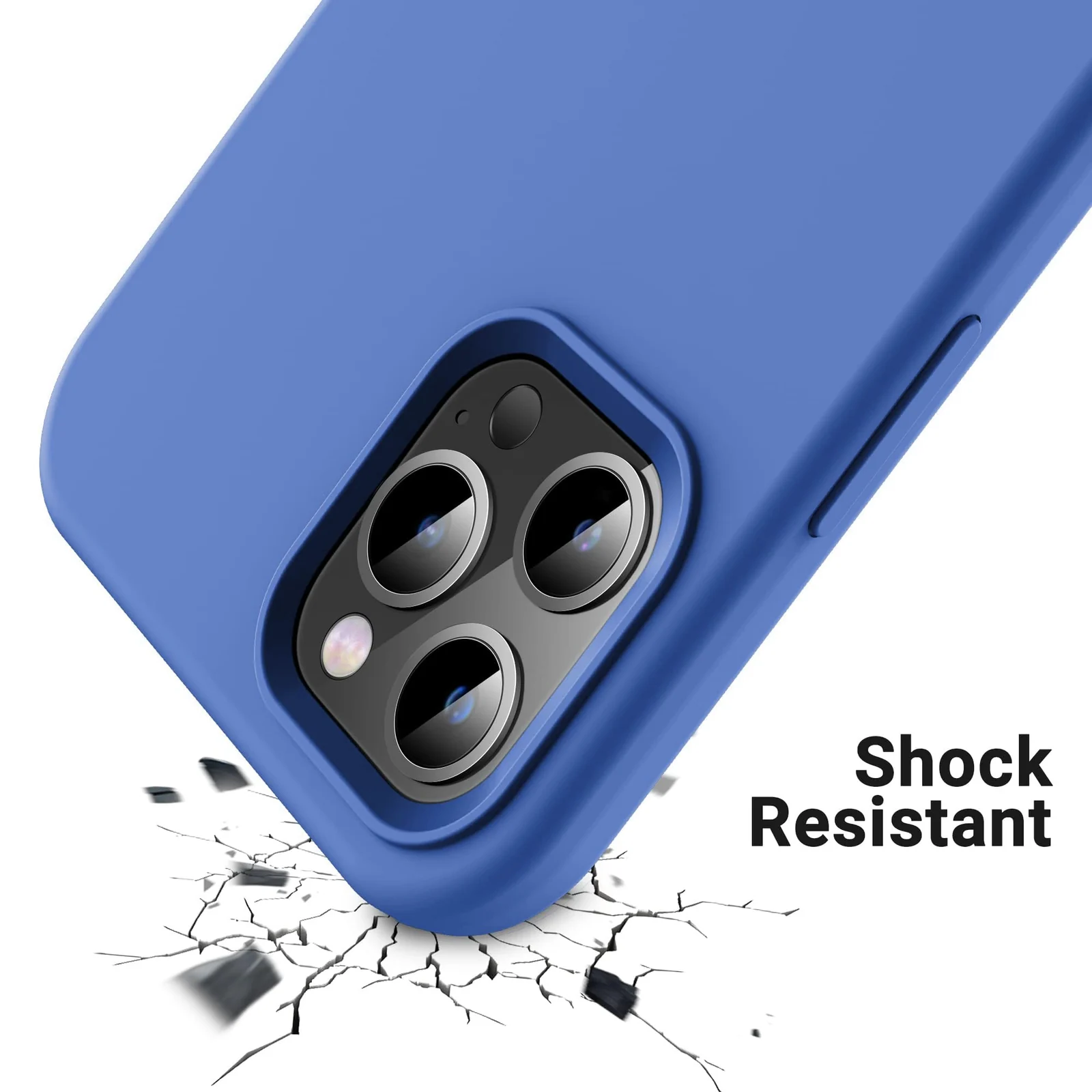DL3 Mobilak Liquid Silicone Protective Case for iPhone 15 Pro Max with Camera Protection and Microfiber Lining - Light Blue