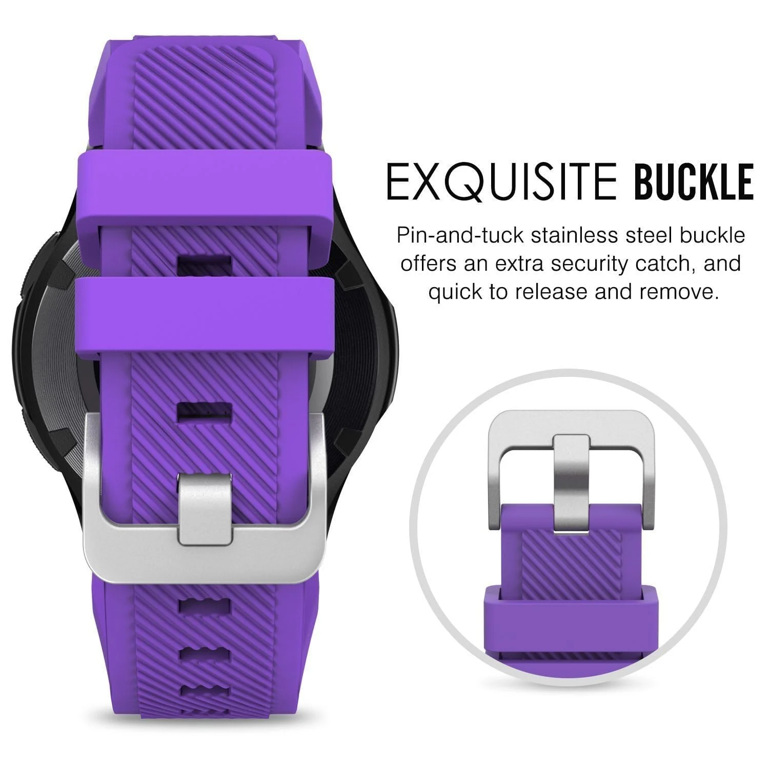 DL3 Mobilak Sport Silicone Band 20MM Strap For Samsung Gear Sport/Watch 6/5/4/5 Pro 45mm/S2 classic/active 2 40mm 44mm/Amazfit GTS/2/2e/GTS3/3 Pro/2 Mini/3 Mini/Bip 3/Bip 3 Pro - Purple