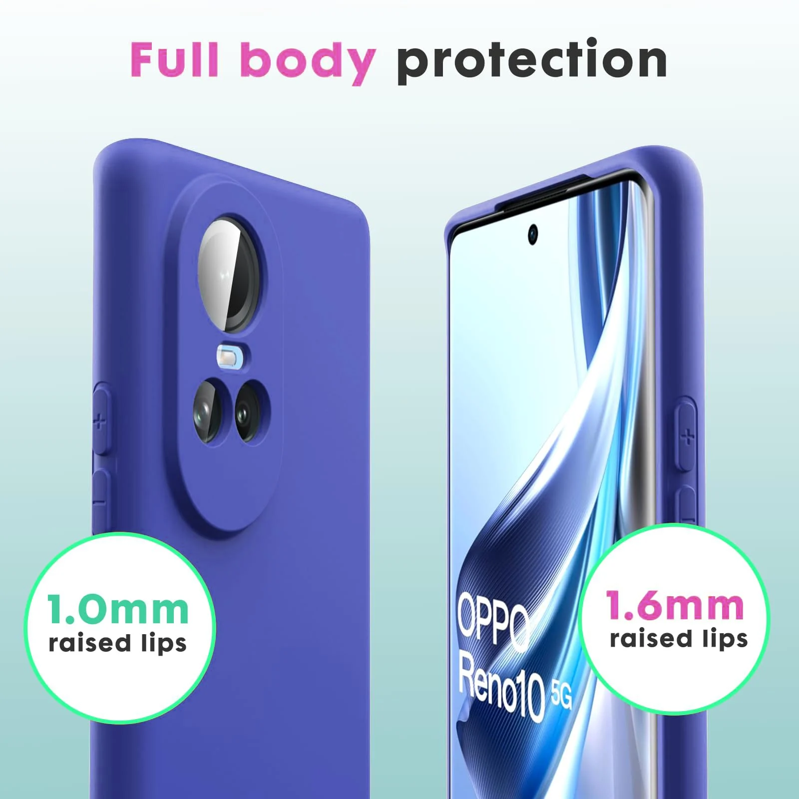 DL3 Mobilak Liquid Silicone Protective Case with Soft Microfiber Lining with Full Camera Protection for OPPO Reno 10 5G / OPPO Reno 10 Pro 5G - Light Blue