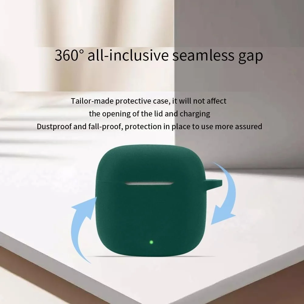 DL3 Mobilak Compatible with OPPO Enco Buds 3 Case Cover, Soft Silicone Shockproof Protective Case Wireless Earbuds with Carabiner, Front LED Visible - Green