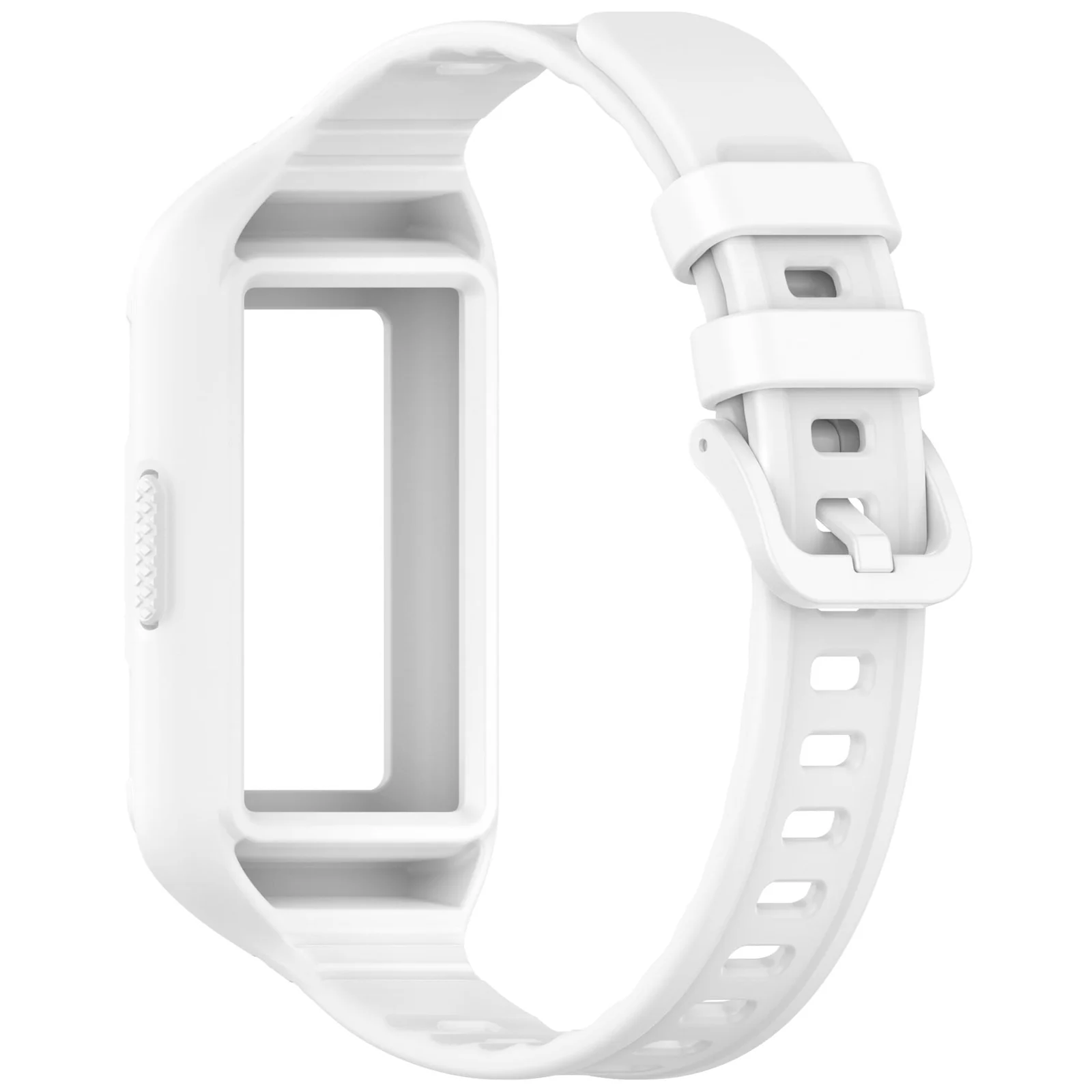 MOBIGON Rugged Silicone Strap with Bumper Case for Huawei Band 11 Pro, White