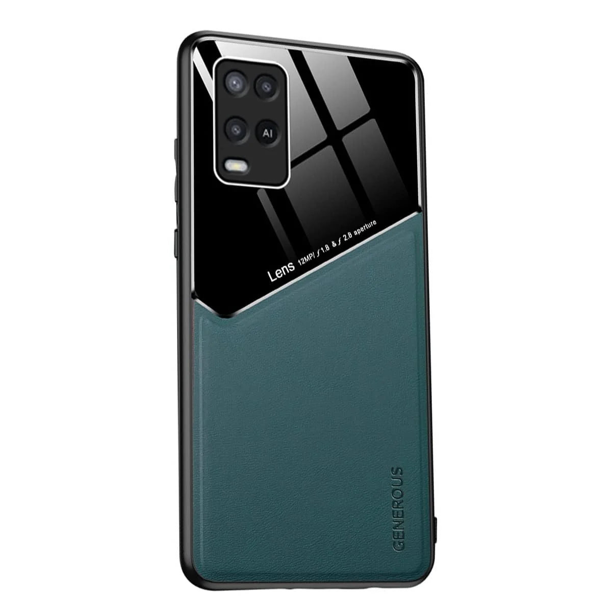 DL3 Mobilak Leather and PC Protective Case for OPPO A54 4G, Built-in magnetic car-mount support, Shock-absorbing protection, Raised edges around the screen and camera - Green