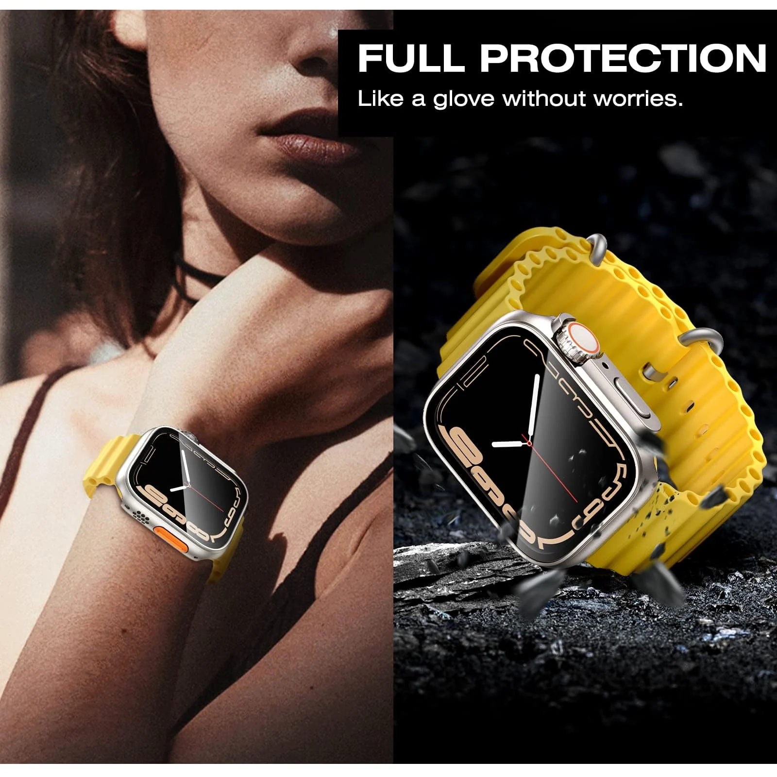 DL3 Mobilak for Apple Watch 44mm Screen Protector Case, [Looks Like Ultra Protector Case] Built-in Tempered Glass Screen Unique Design Case Cover for iWatch 44mm Series 6/5/4/SE2/SE - Starlight
