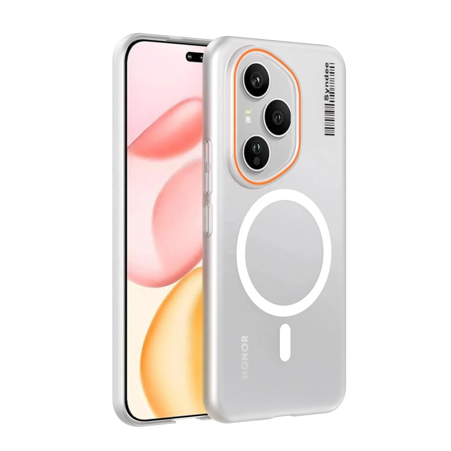 DL3 Mobilak Translucent Matte Case for Honor 400 Pro 5G, Compatible with MagSafe accessories, Shock-absorbing protection, Integrated ring holder - Clear
