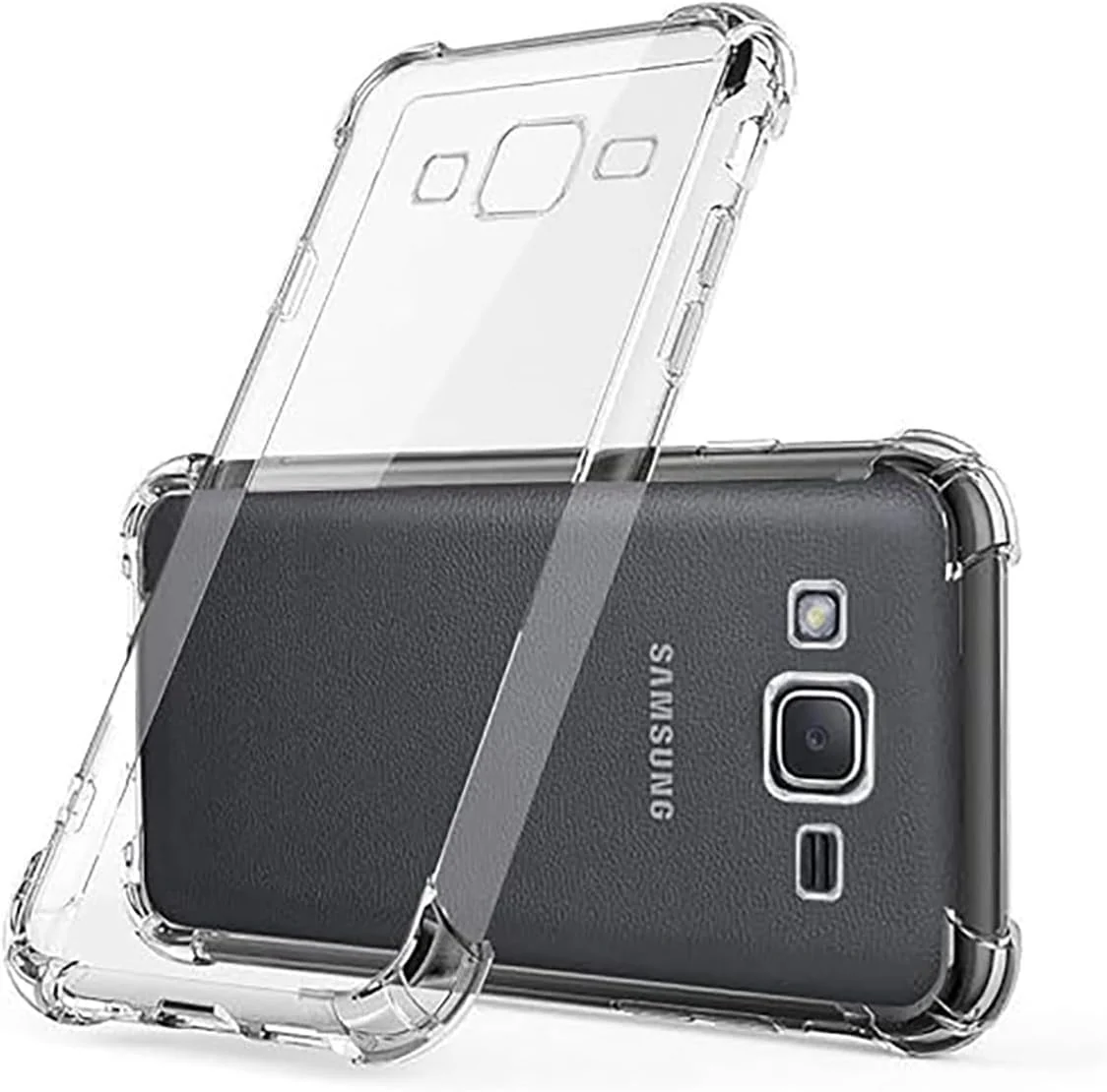 DL3 Mobilak Case Compatible with Samsung Galaxy J7/J7 Core/J700, Cover Silicone TPU Gorilla Anti-shock Protector Camera Shockproof Corners - Clear