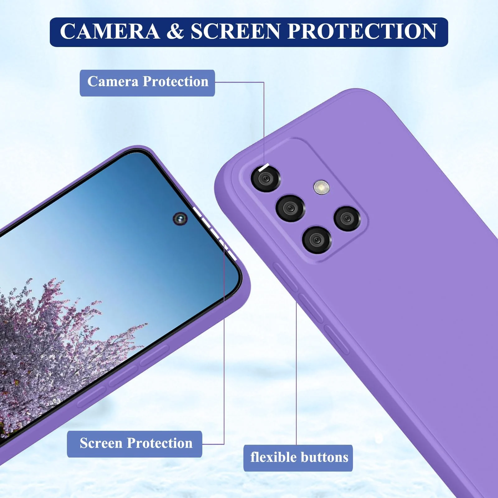 DL3 Mobilak Soft Silicone Protective Case for Samsung Galaxy A51 with Microfiber Lining and Shockproof Design - Light Purple