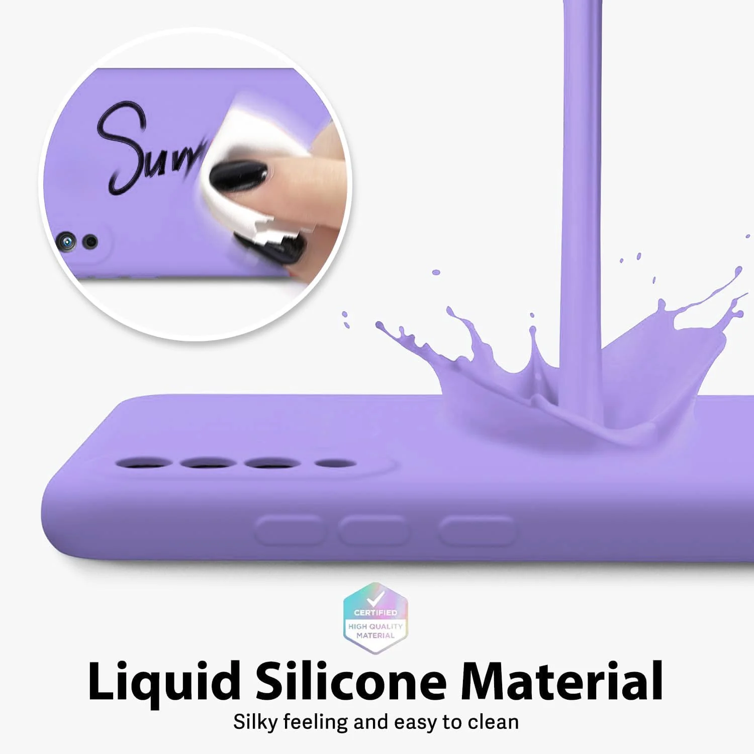 DL3 Mobilak Liquid Silicone Protective Case for Xiaomi Mi 9 Lite with Microfiber Lining and Shockproof Design - Light Purple