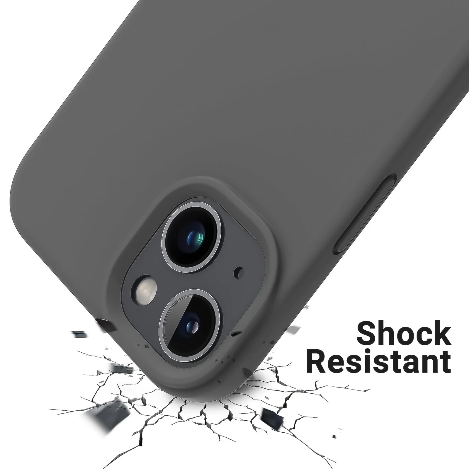DL3 Mobilak Liquid Silicone Case for iPhone 15 Plus / iPhone 14 Plus, Supports wireless charging, Shock-absorbing protection, Scratch-resistant surface - Dark Gray