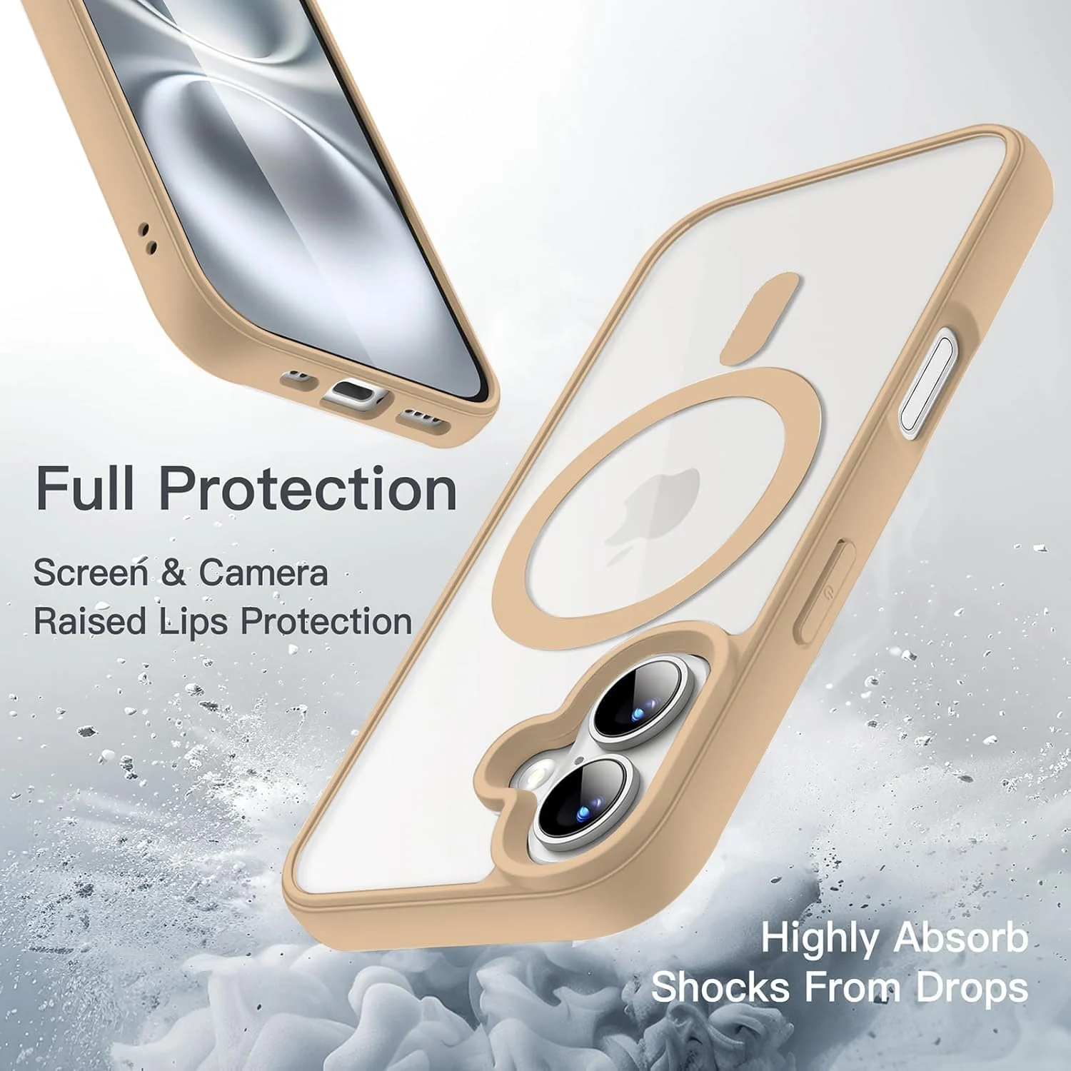 DL3 Mobilak Clear MagSafe-Compatible Magnetic Case for iPhone 16 with Military-Grade Protection - Desert