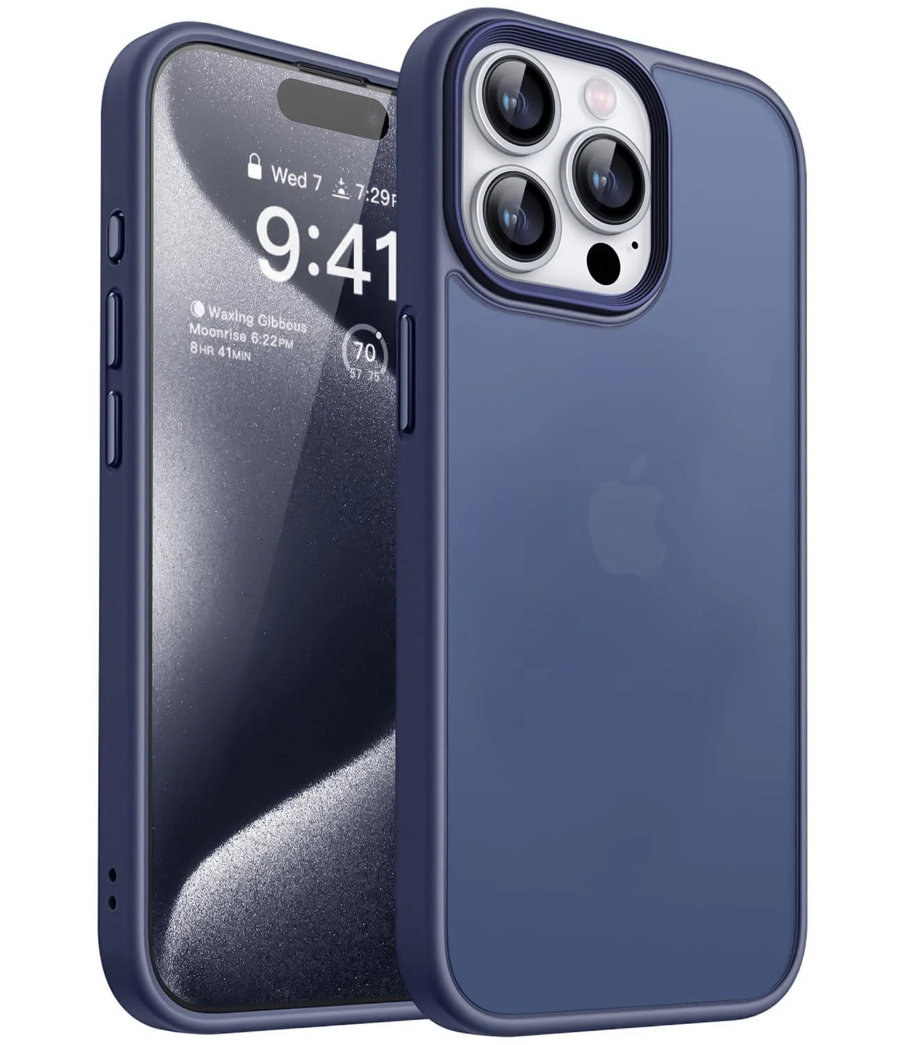 Dl3 Mobilak Matte Case for iPhone 15 Pro 6.1-Inch, Shockproof Drop Protection, Frosted Translucent Matte Back Phone Cover, Anti-Fingerprint (Blue)